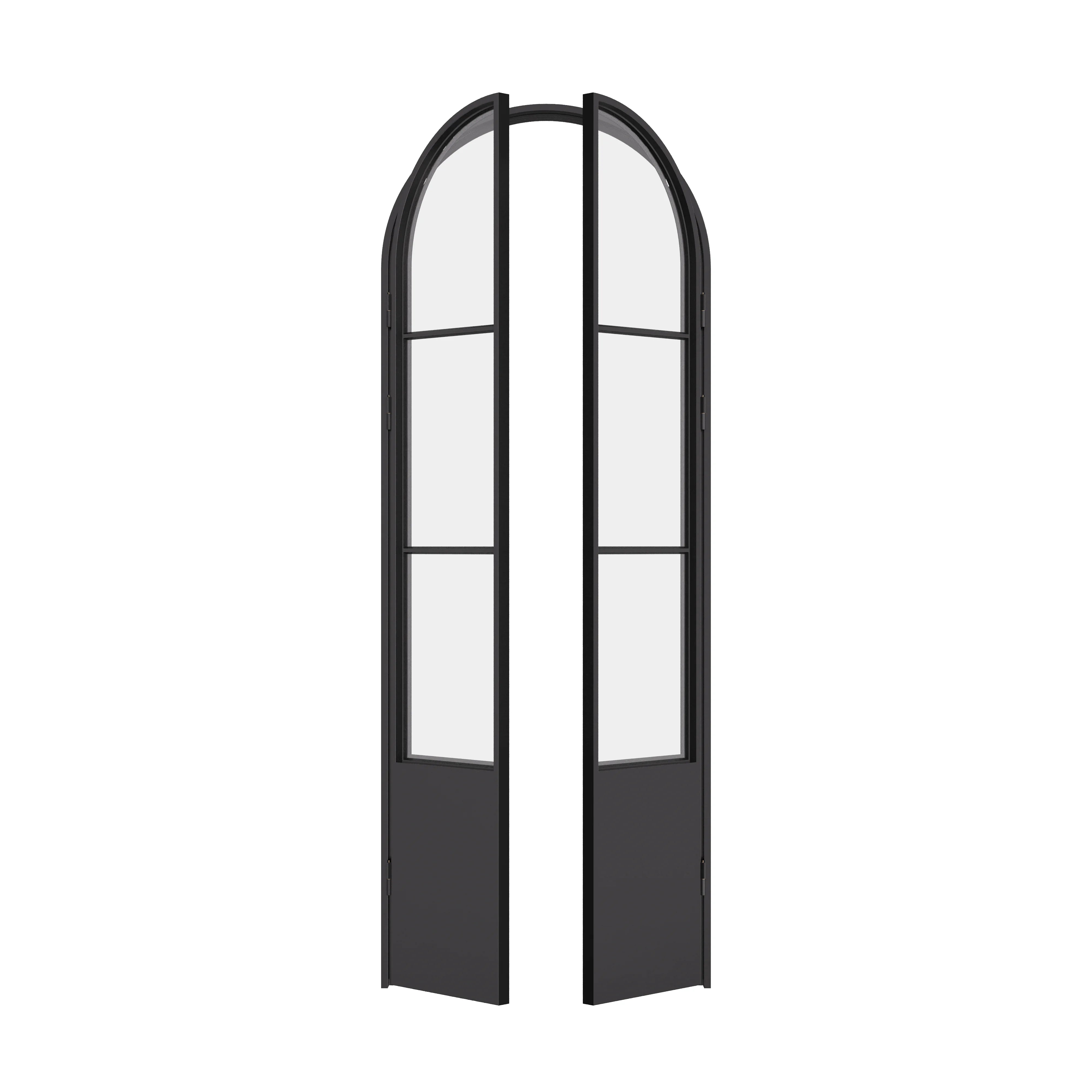 Air Pantry double full arch architectural steel pantry doors with kickplate
