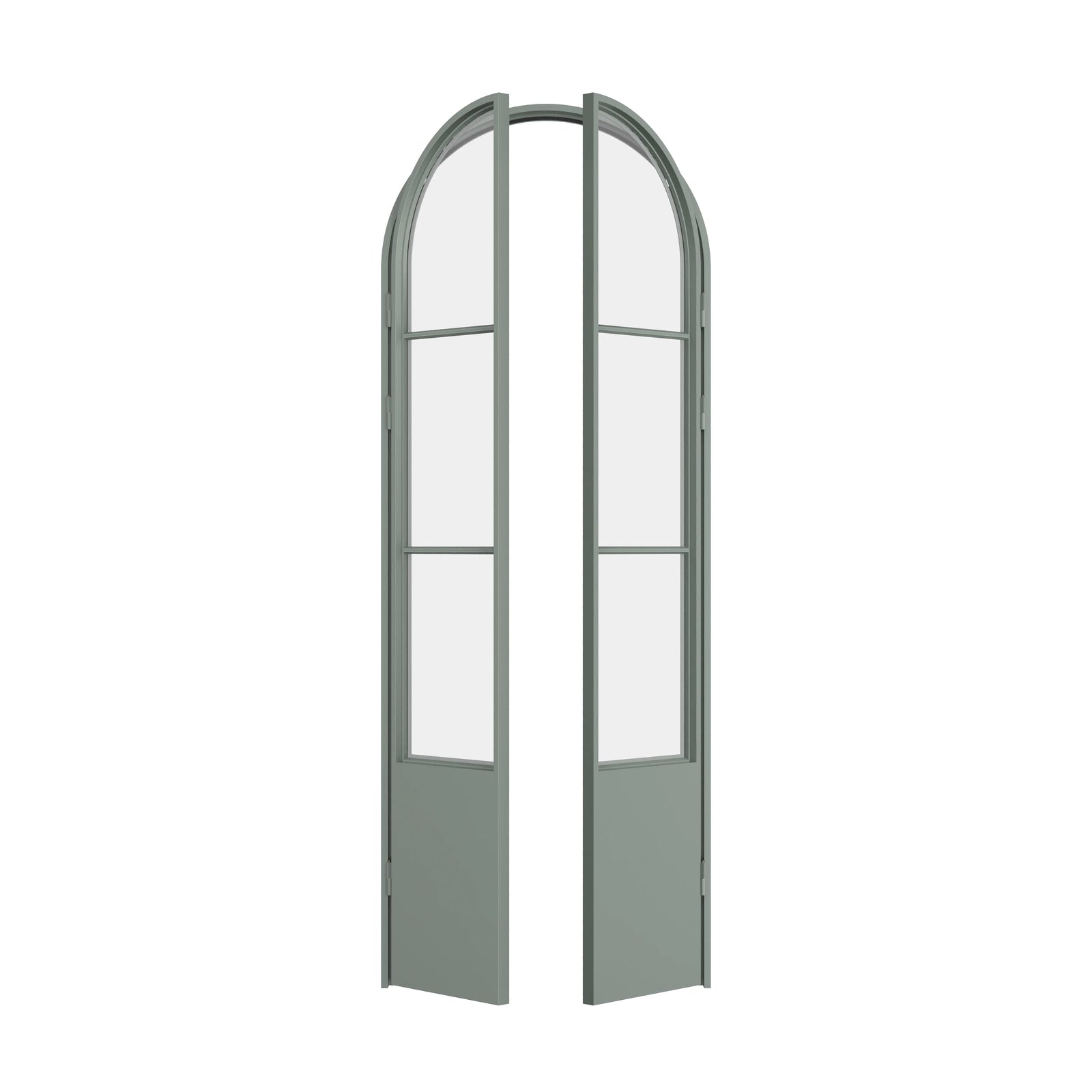 Air Pantry double full arch steel pantry doors with kickplate in Montecito Mint for kitchens