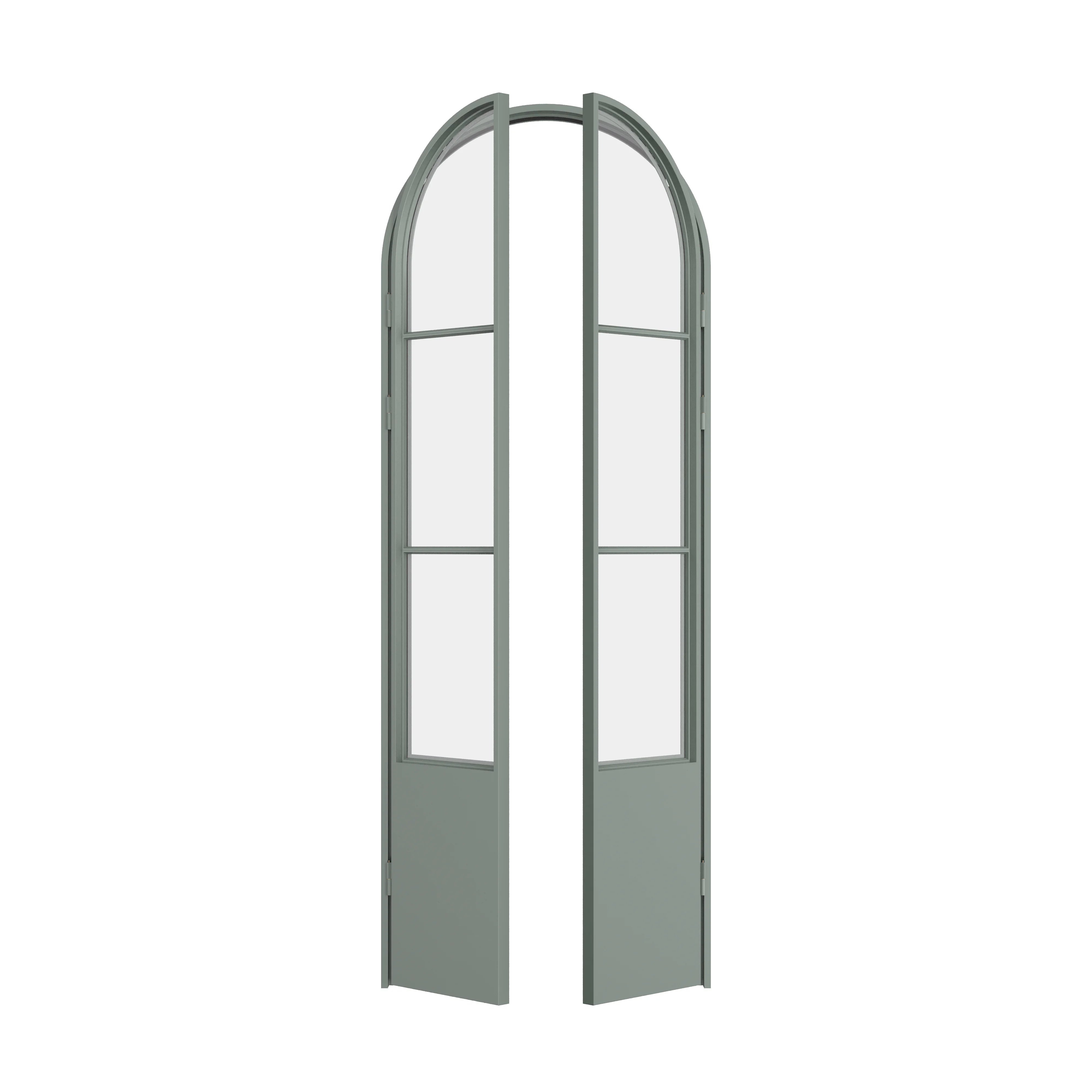 Air Pantry double full arch steel pantry doors with kickplate in Montecito Mint for kitchens
