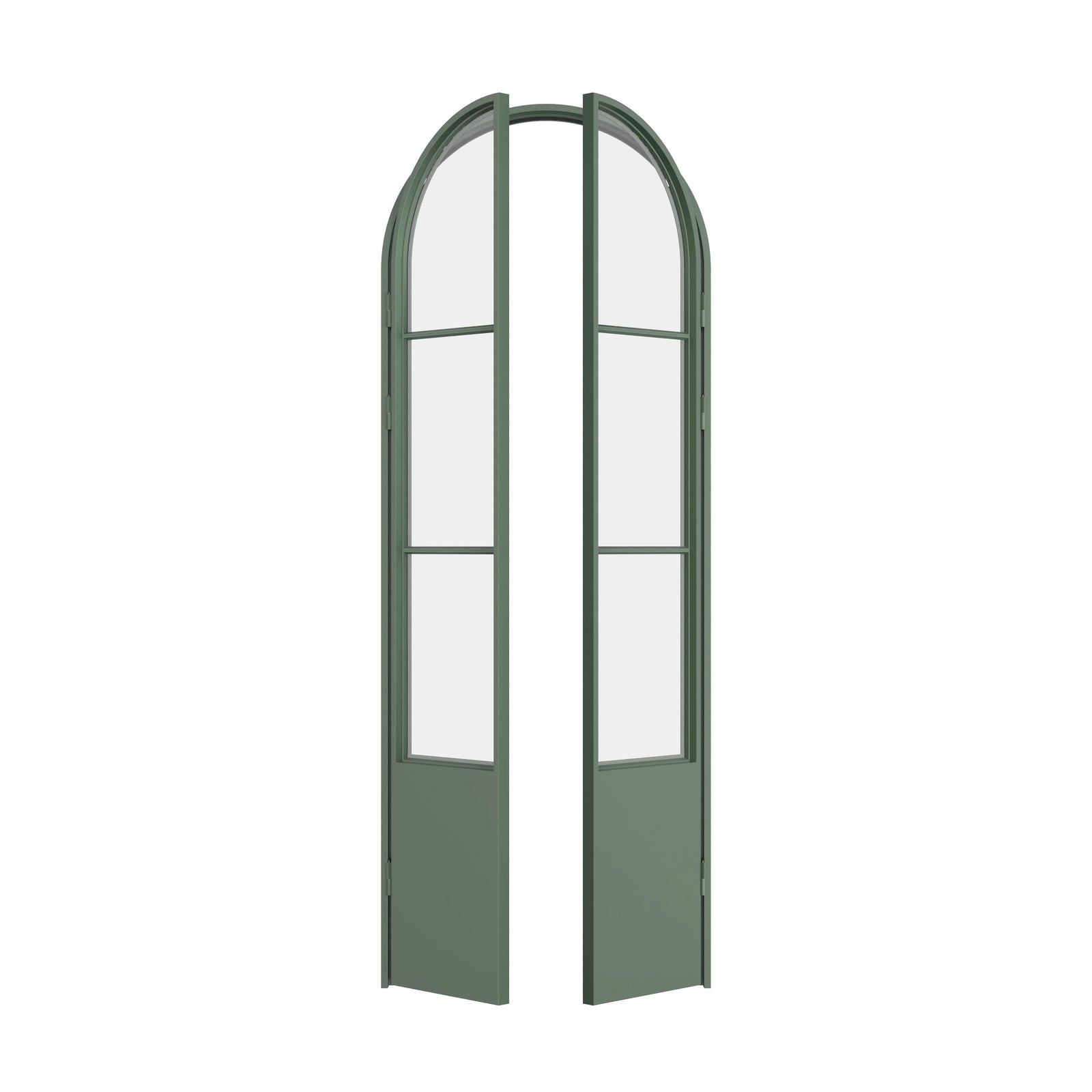 Air Pantry double full arch interior pantry doors with kickplate in Angeles Green