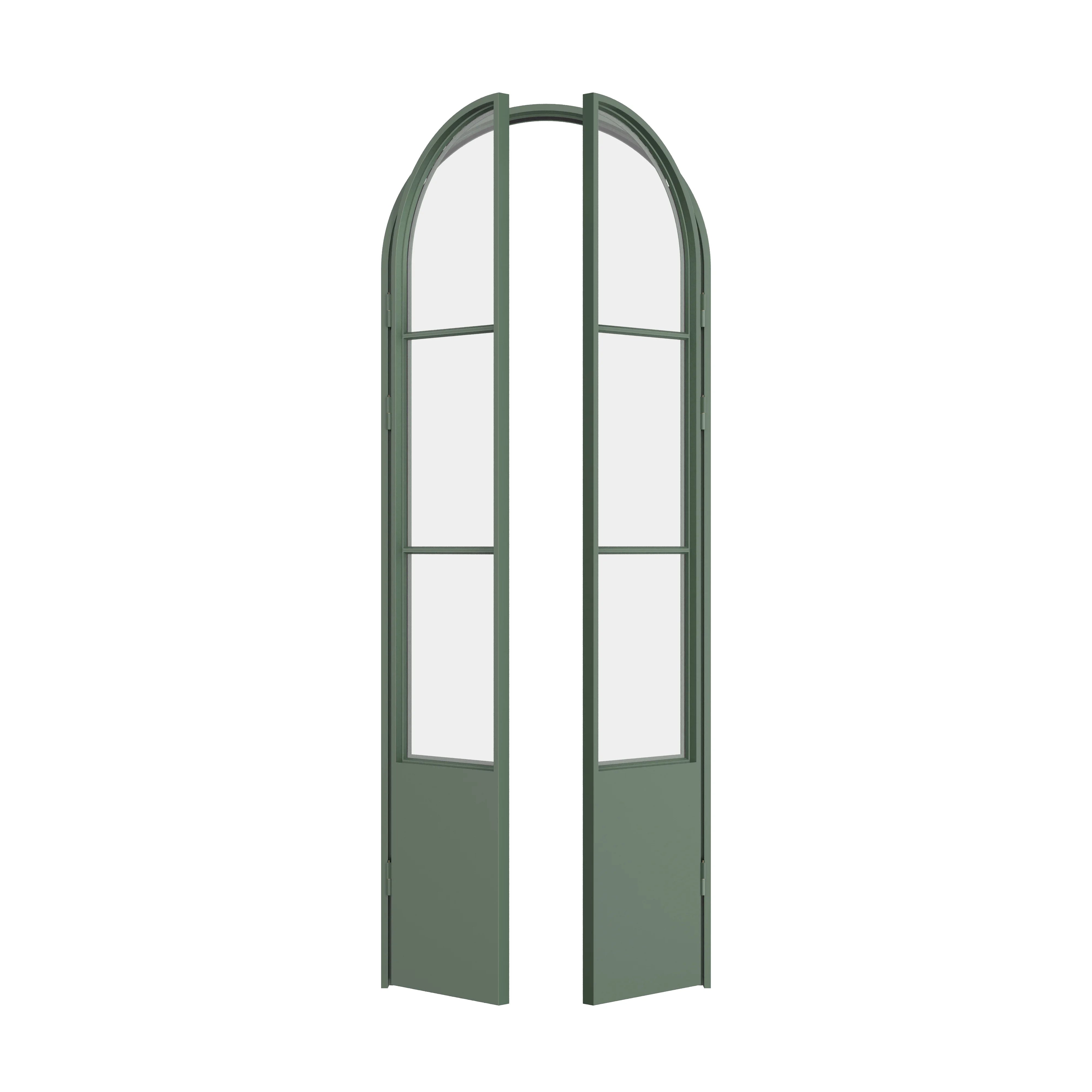 Air Pantry double full arch interior pantry doors with kickplate in Angeles Green
