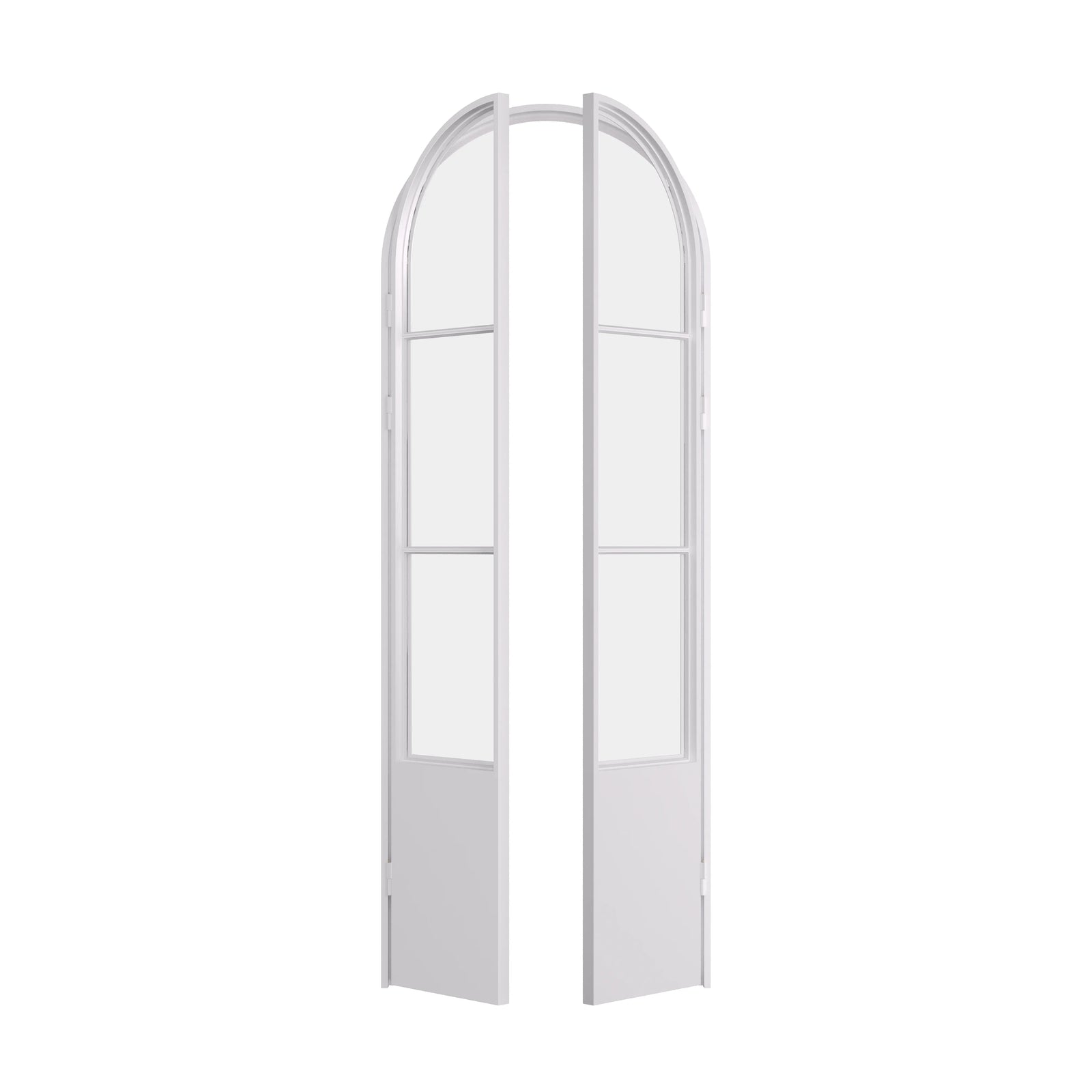 Air Pantry double full arch architectural steel pantry doors in White finish