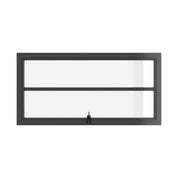 Thermally broken awning steel window, landscape, 0V 1H grid, ring pull, cold-rolled steel, black, dual pane Low-E glass