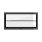 Thermally broken awning steel window, landscape, 0V 1H grid, ring pull, cold-rolled steel, black finish, Low-E glass