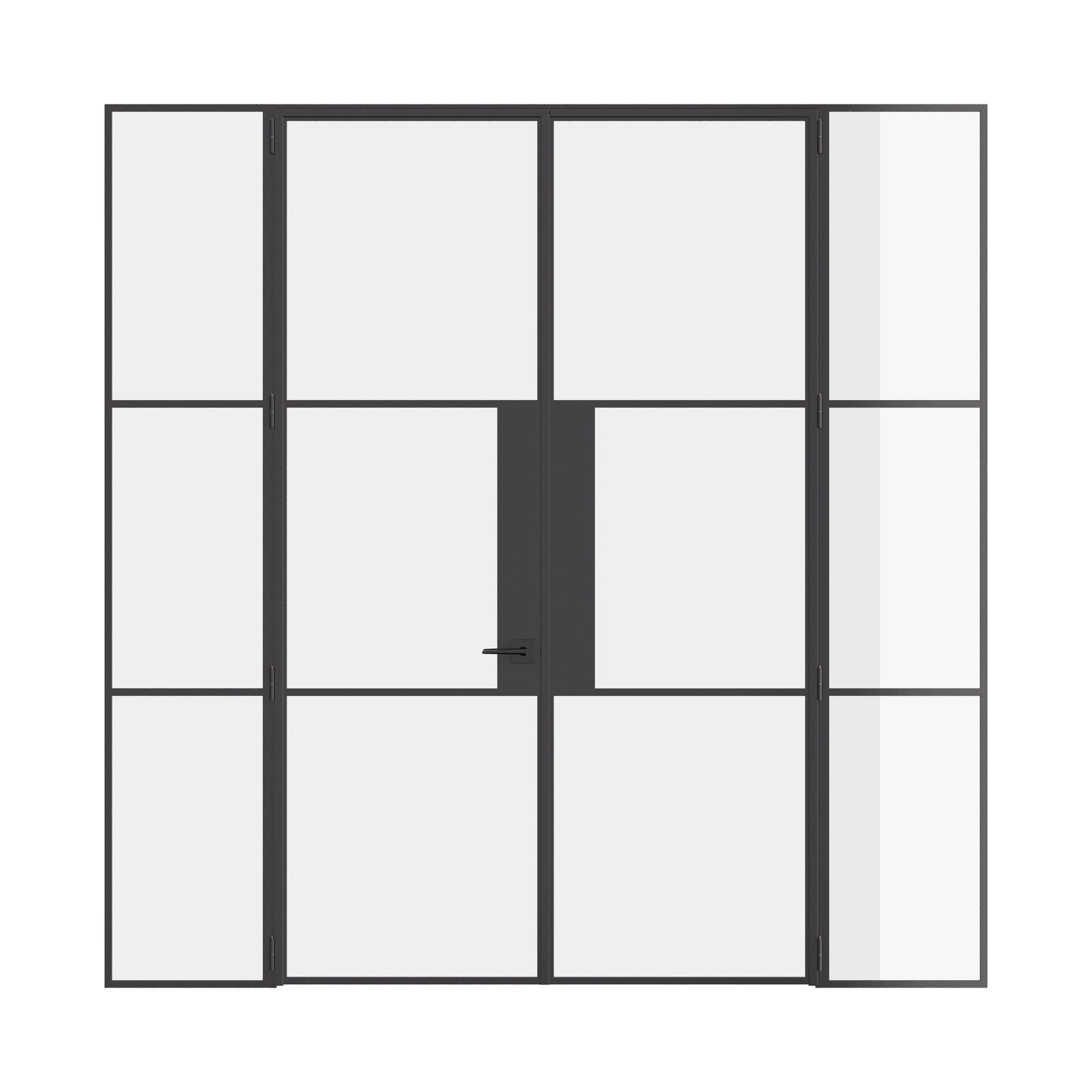 Air 4 double flat doors with sidelights in hot-rolled OTTOSTUMM steel and narrow modern profiles