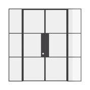 Air 4 double flat door set with flanking glass windows in strong steel frame
