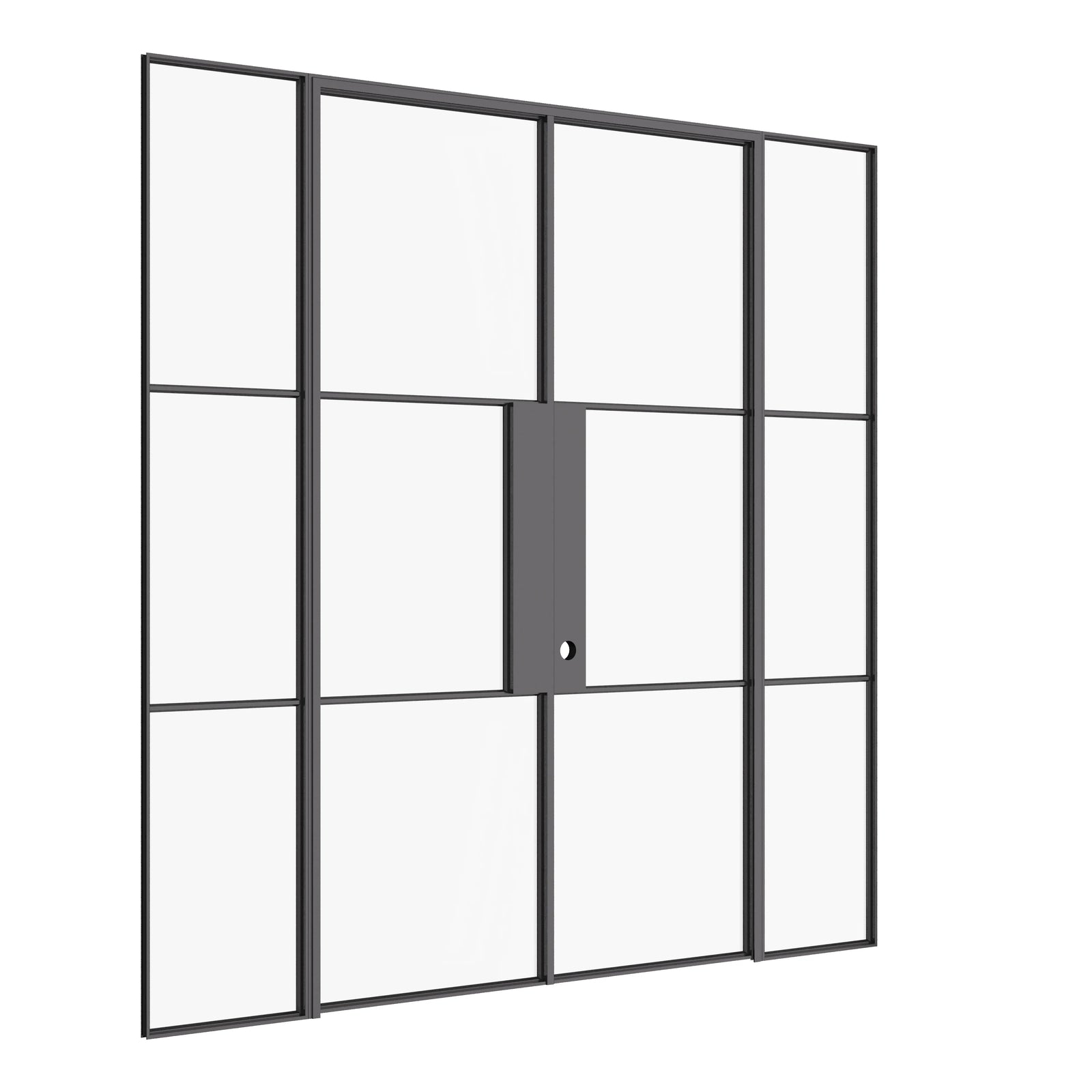 Air 4 interior double doors with matching sidelites and minimalist steel grid design