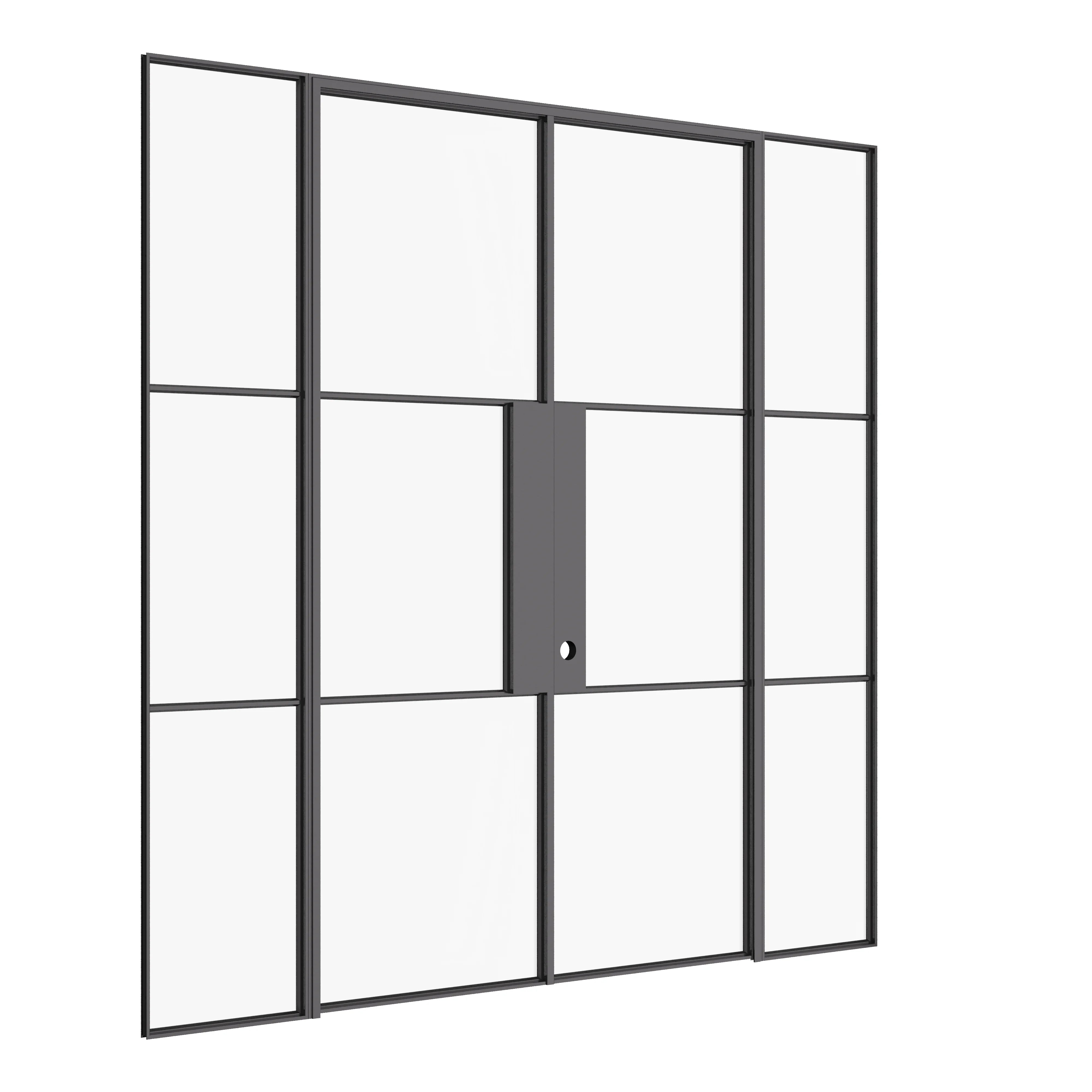 Air 4 interior double doors with matching sidelites and minimalist steel grid design