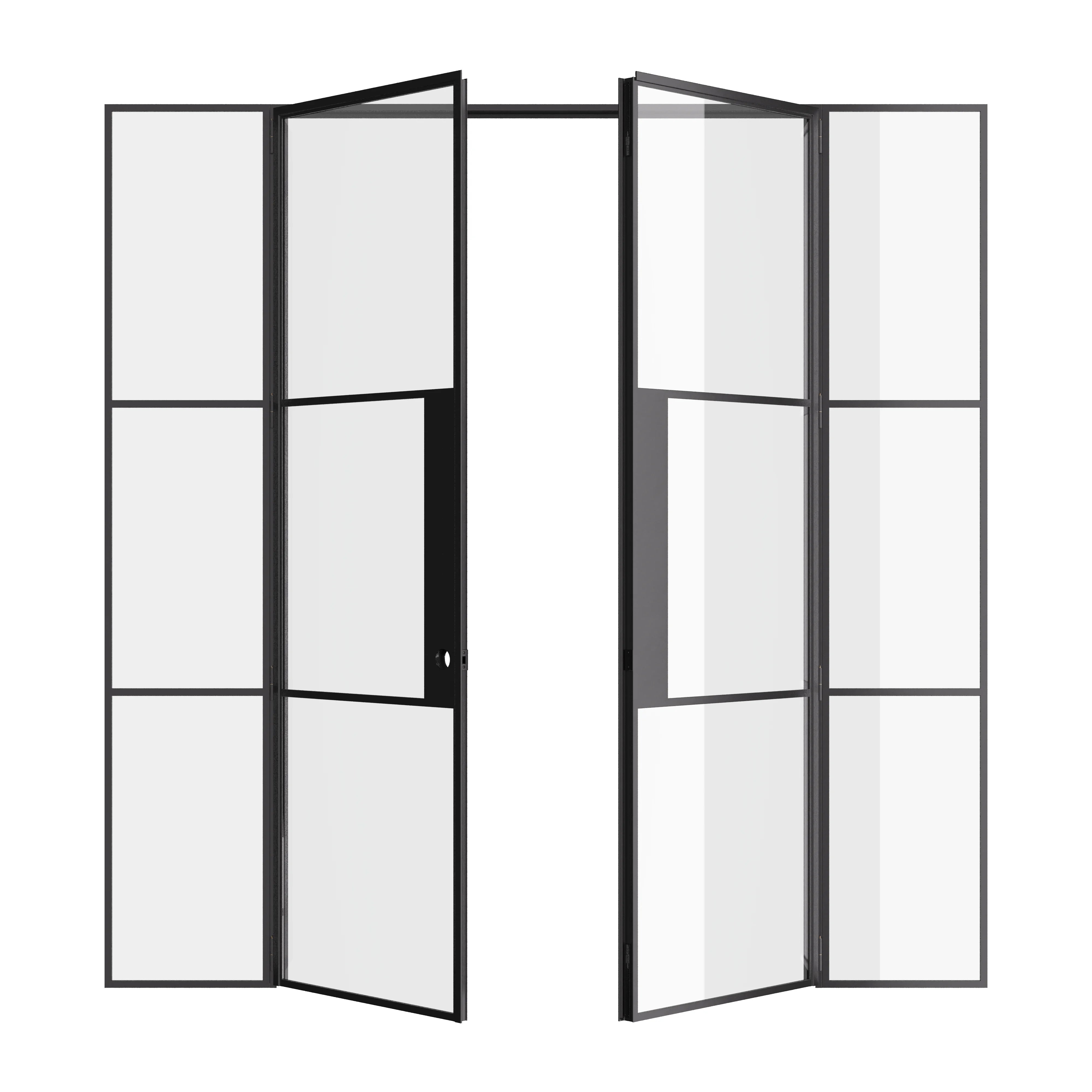 Air 4 steel double door system with side panels and clean geometric lines