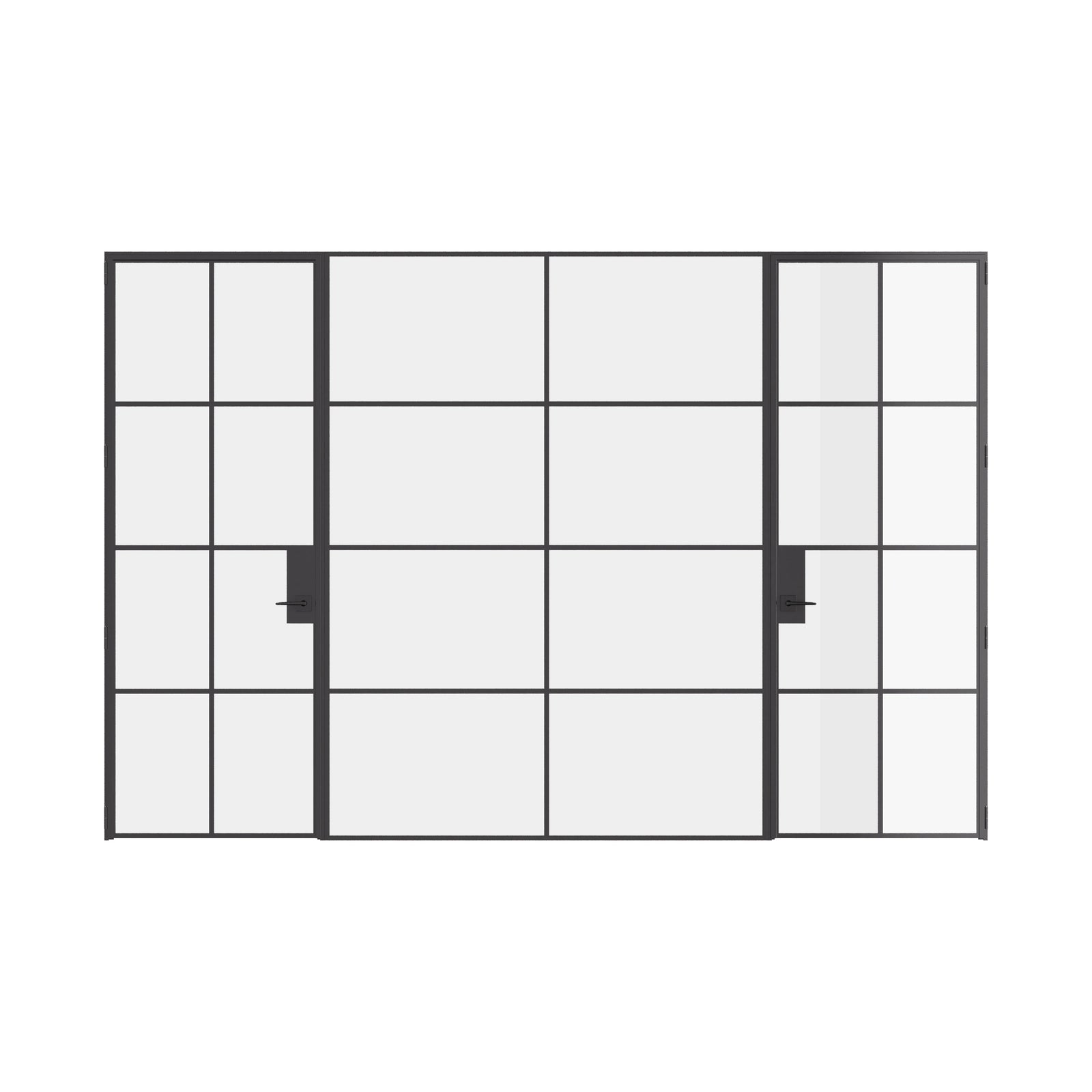 Air 5 dual single flat interior doors with center fixed panel in black steel and glass