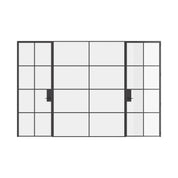 Air 5 dual single flat interior doors with center fixed panel in black steel and glass