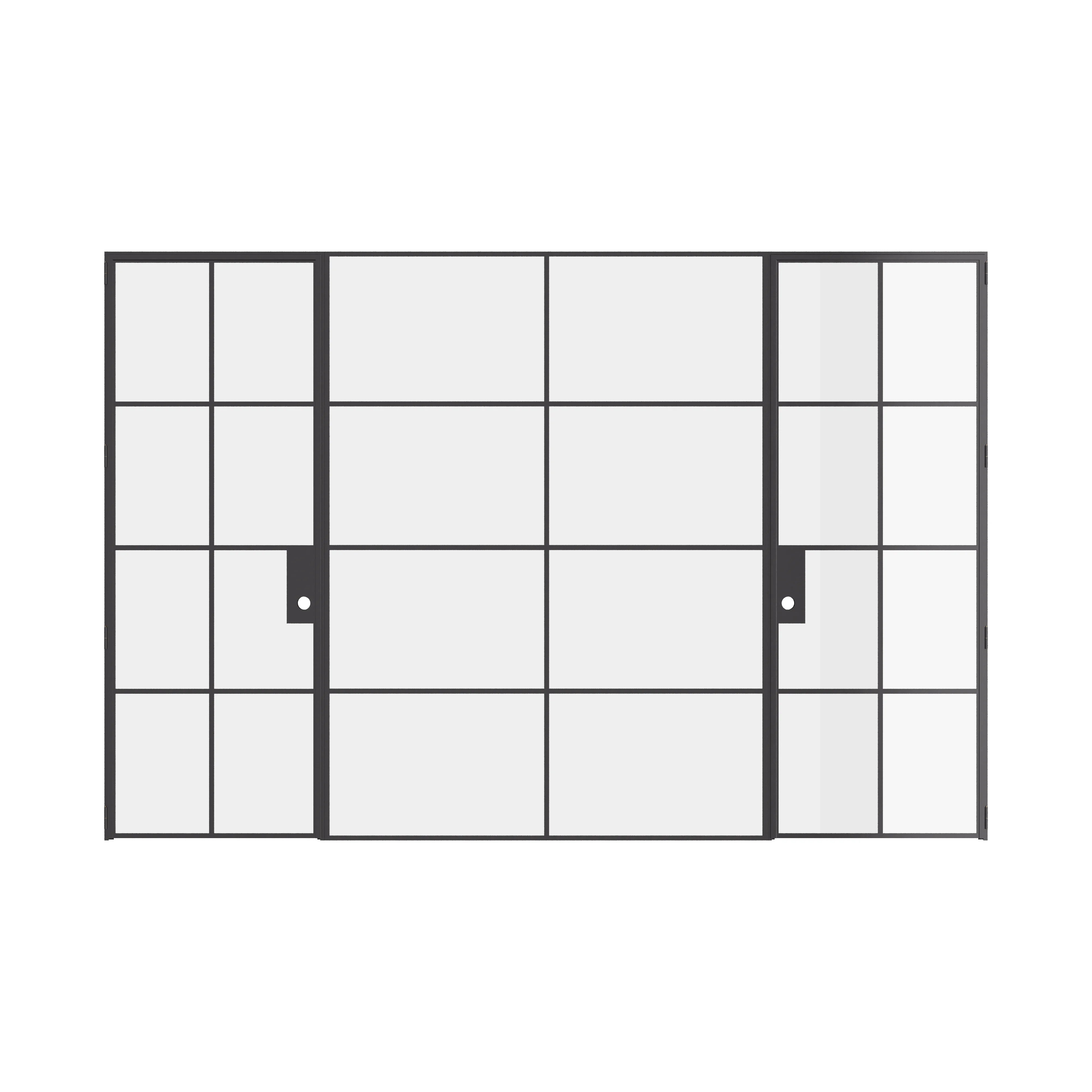 Air 5 dual single flat interior doors and middle glass panel in Ottostumm steel