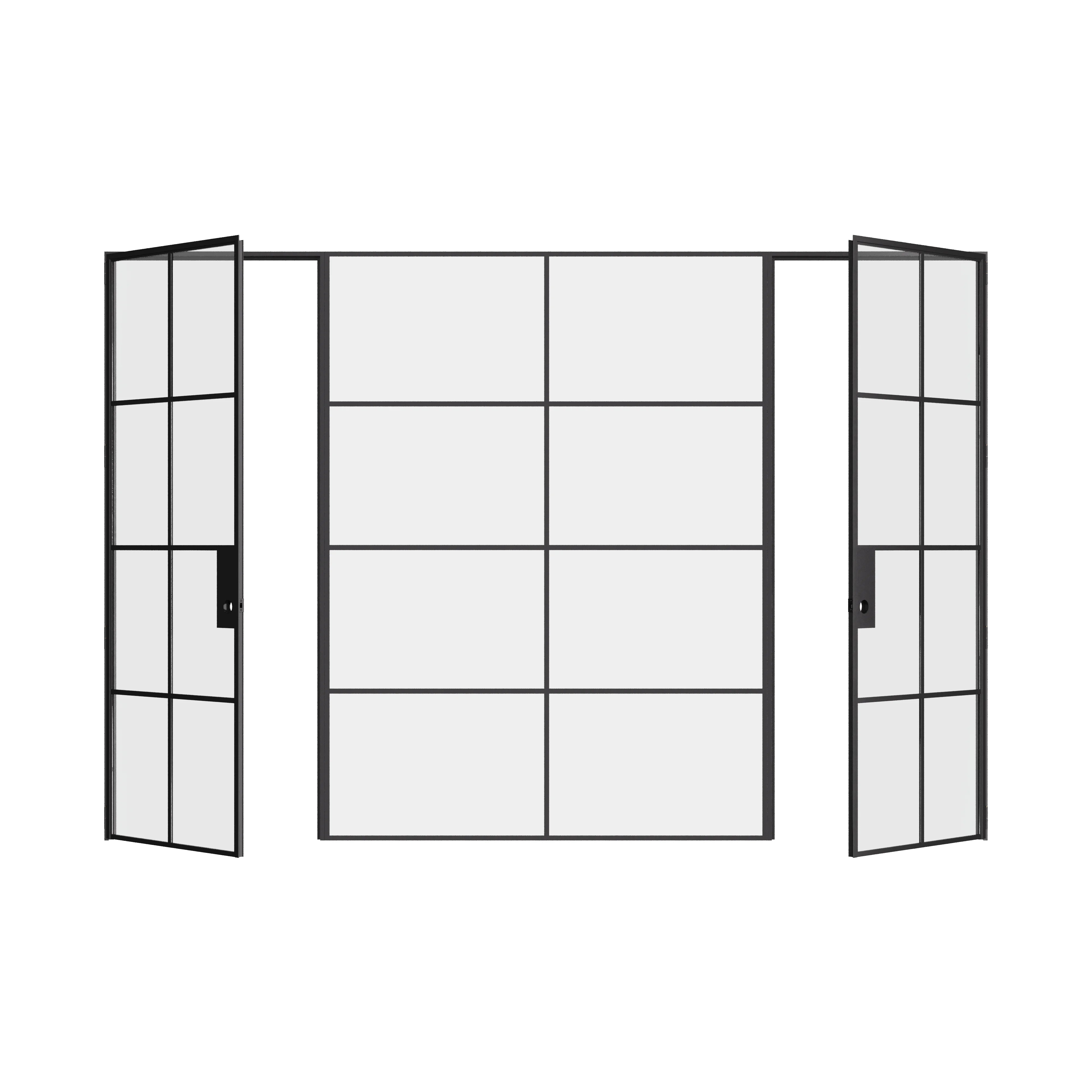 Air 5 dual single interior doors with fixed center panel, factory style black steel frame