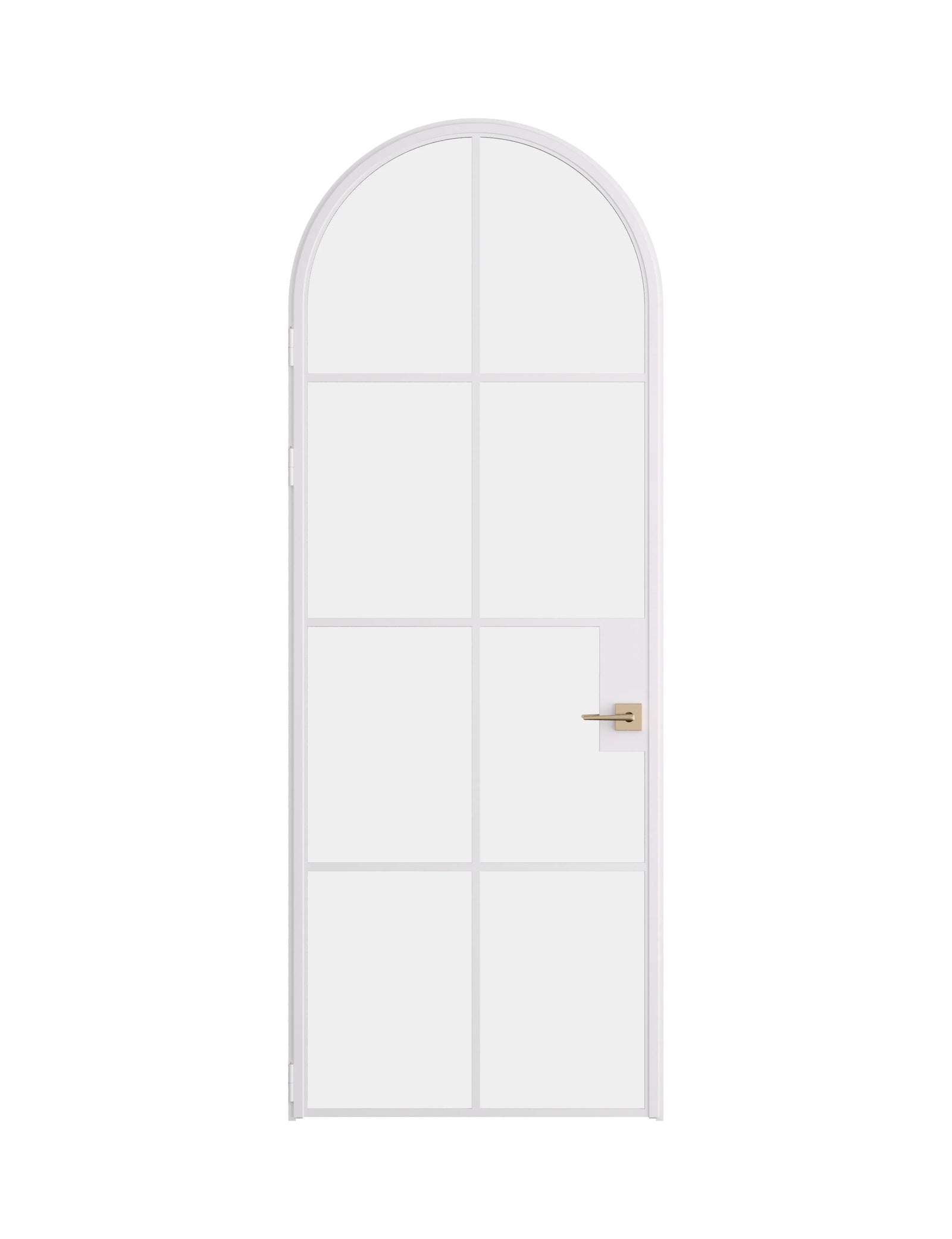 Air 5 single full arch interior door in white steel with tempered glass panels