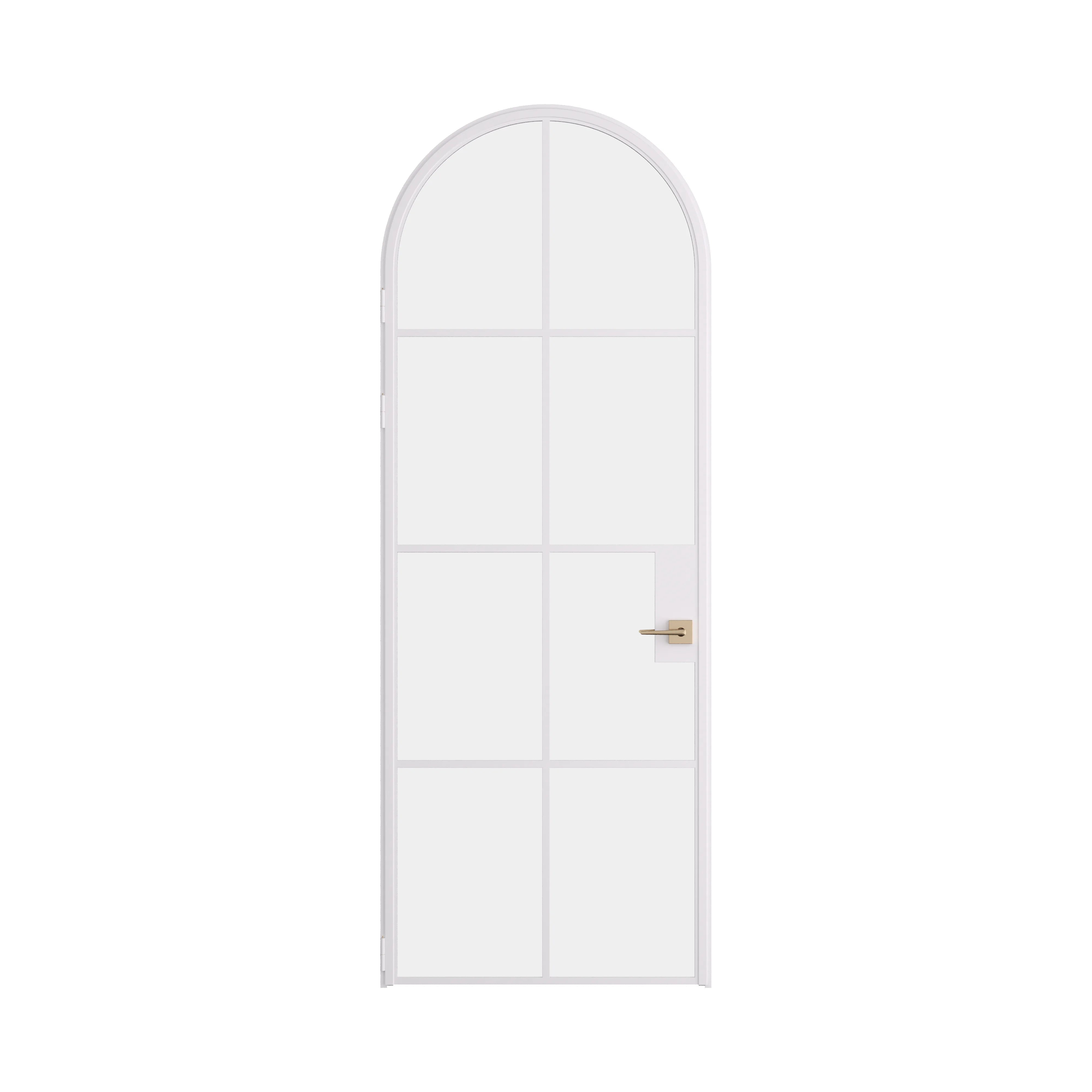 Air 5 single full arch interior door in white steel with tempered glass panels
