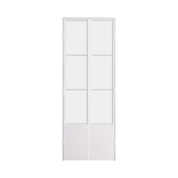 Air Pantry double flat steel pantry doors with kickplate in White finish