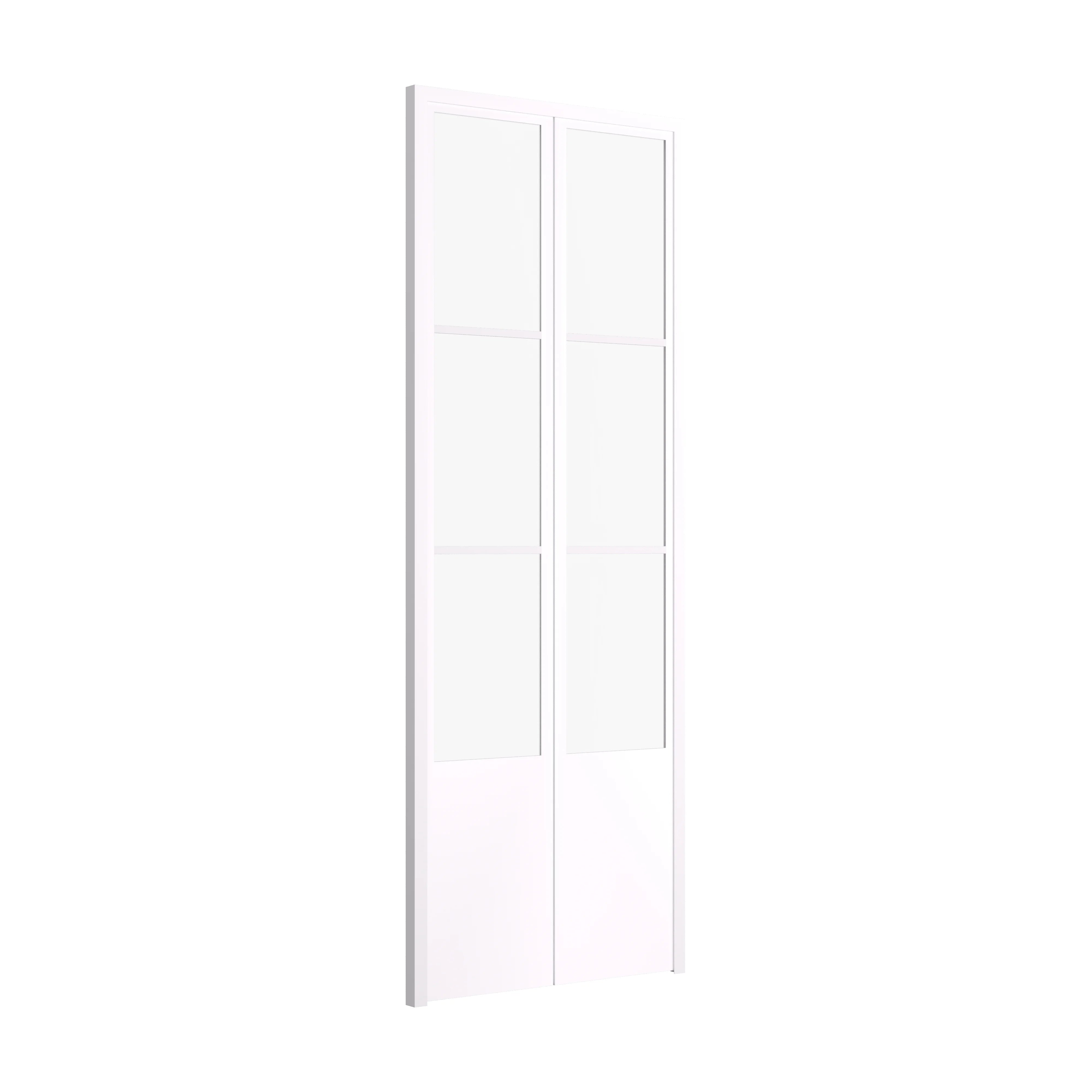 Air Pantry double flat steel and glass pantry doors with kickplate in White color