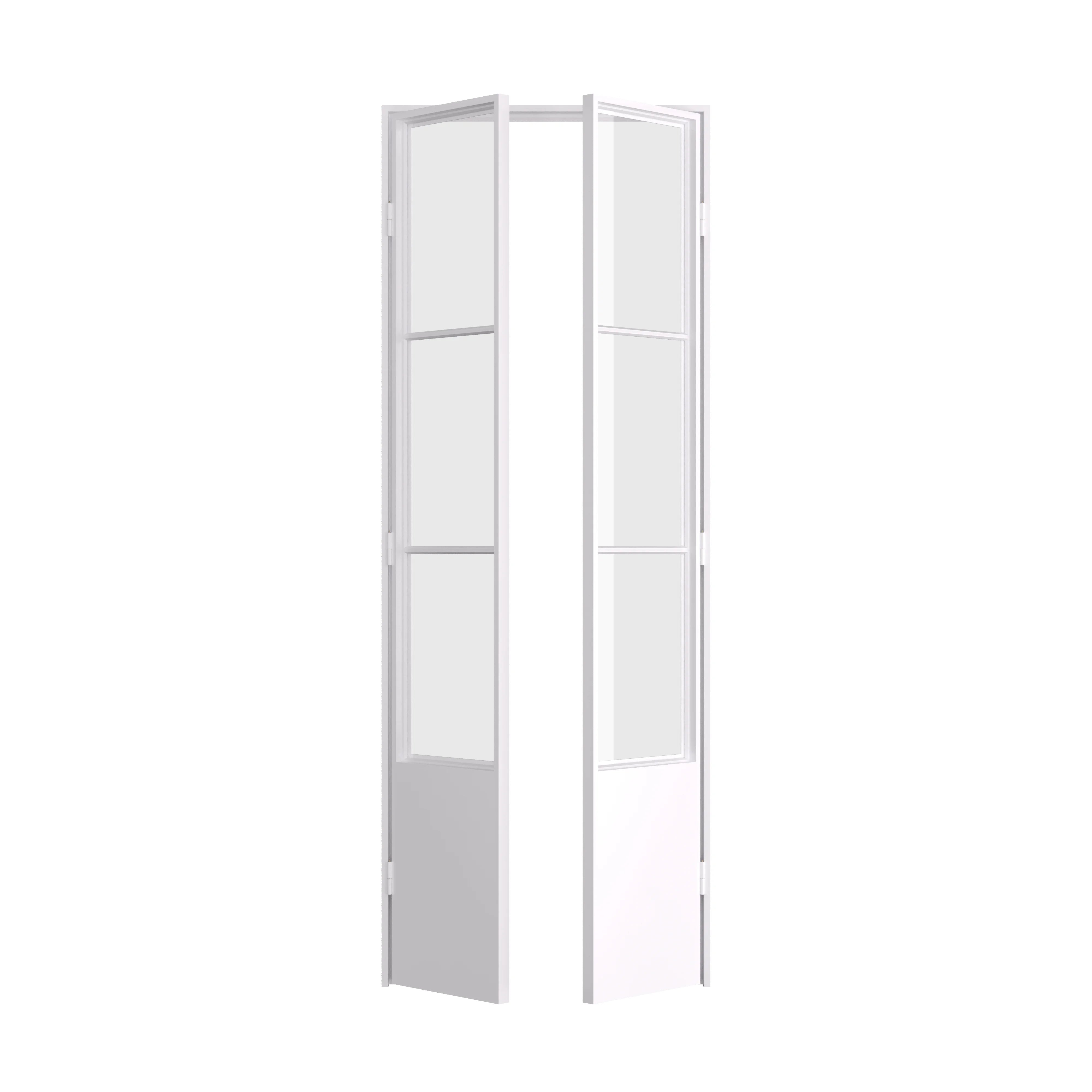 Air Pantry double flat interior pantry doors with kickplate in White finish