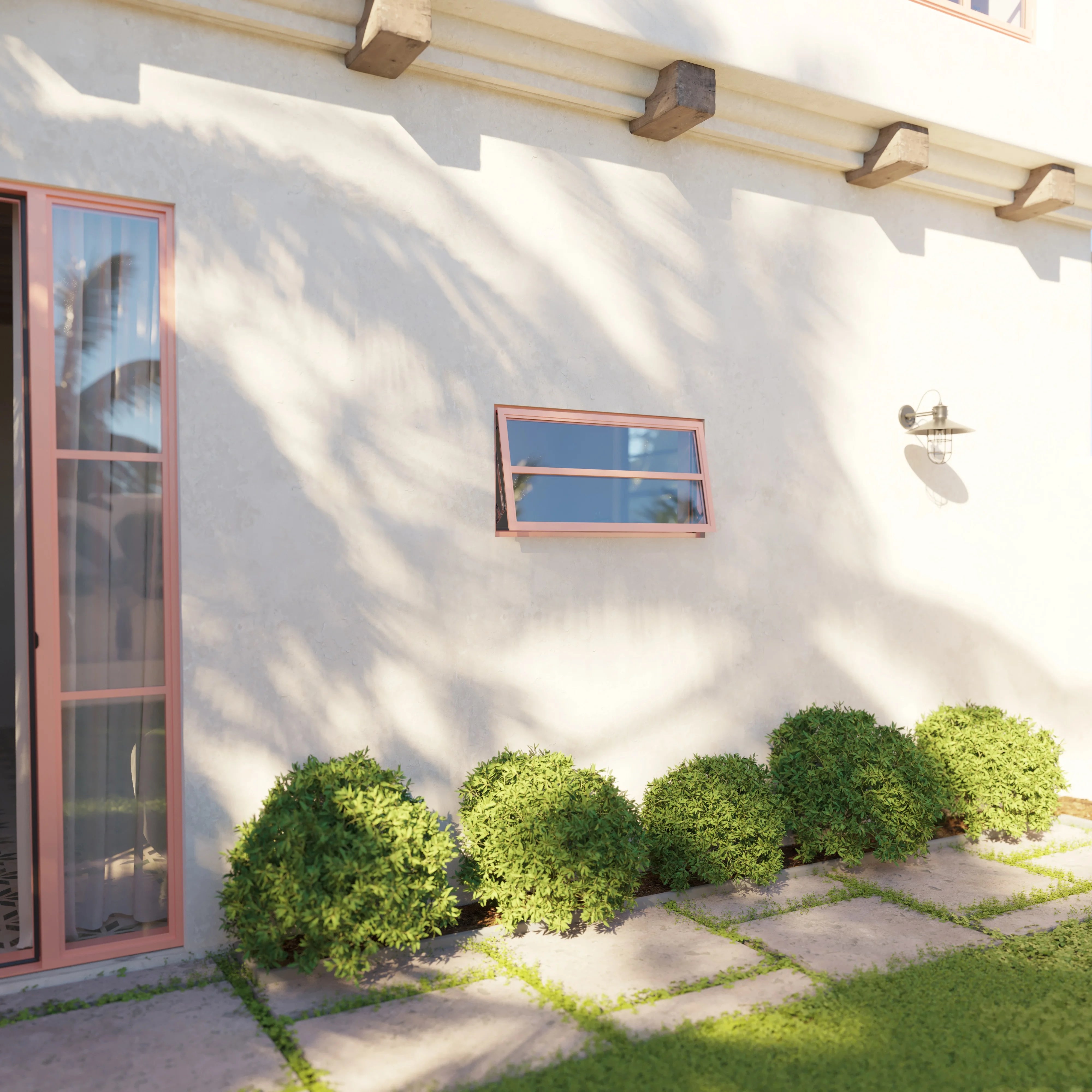 Thermally broken awning steel window, landscape, 0V 1H grid, ring pull, cold-rolled steel, black, dual pane Low-E glass