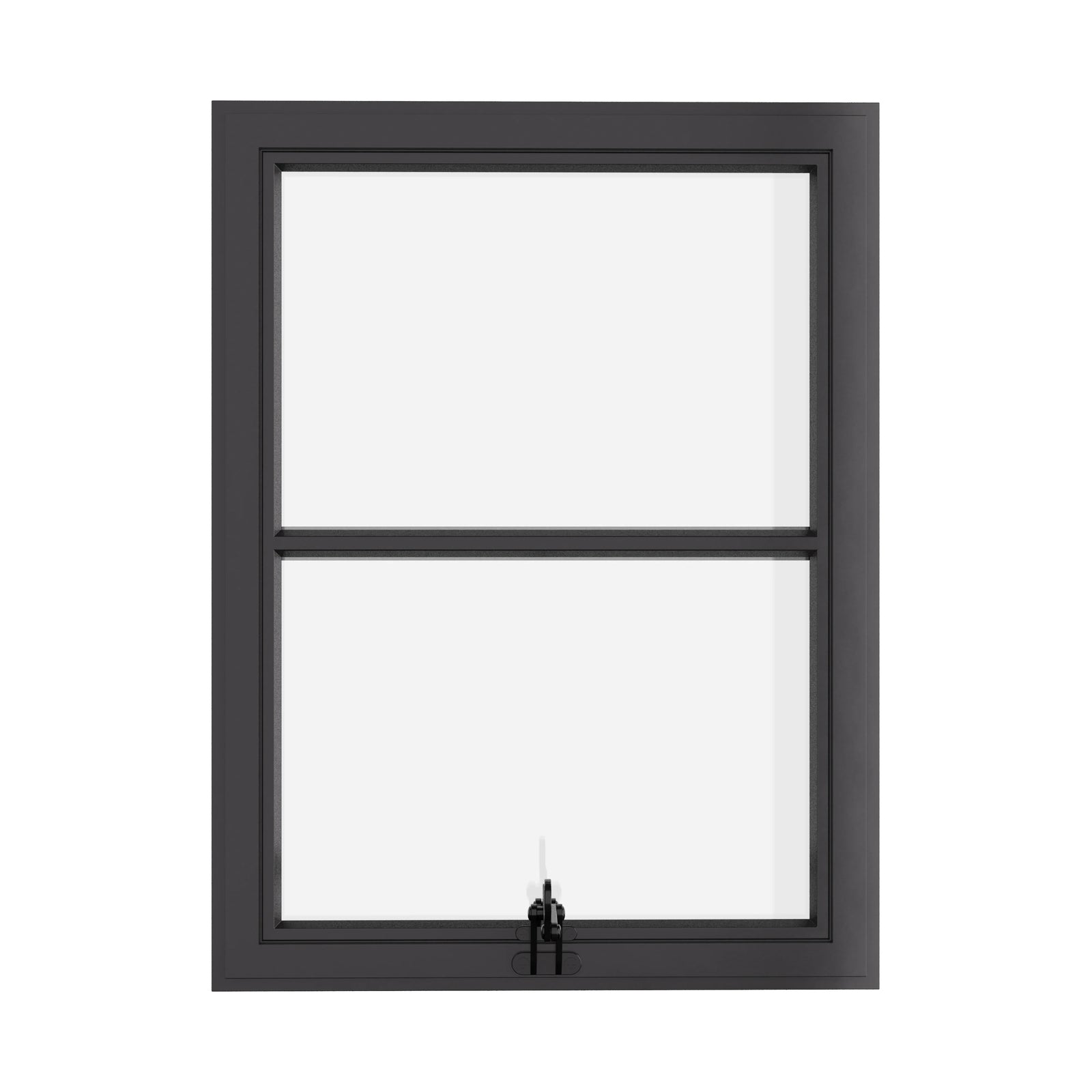 Thermally broken awning steel window, portrait, 0V 1H grid, ring pull, cold-rolled steel, black, dual pane Low-E glass