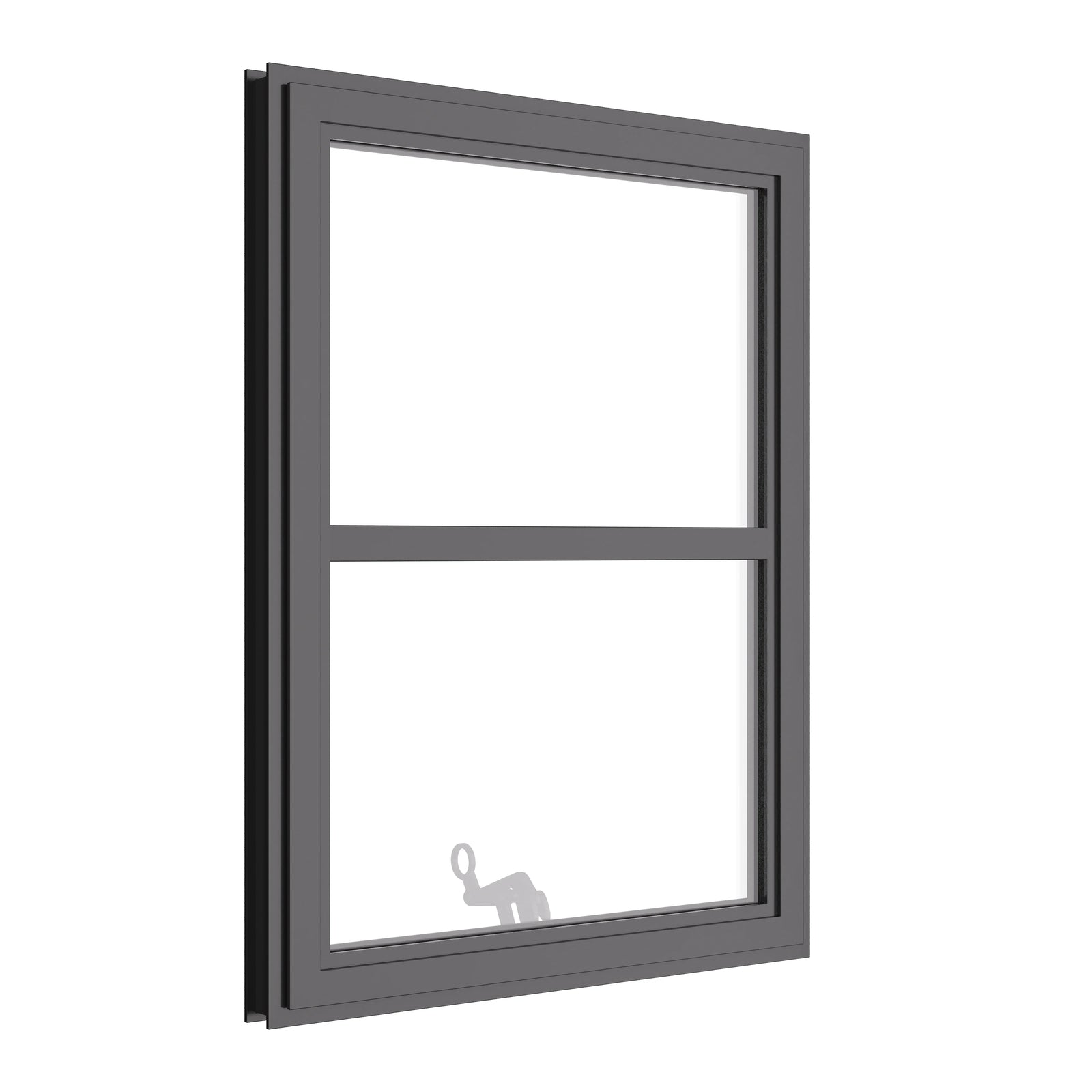 Thermally broken awning steel window, portrait, 0V 1H grid, ring pull, cold-rolled steel, black, tempered Low-E glass