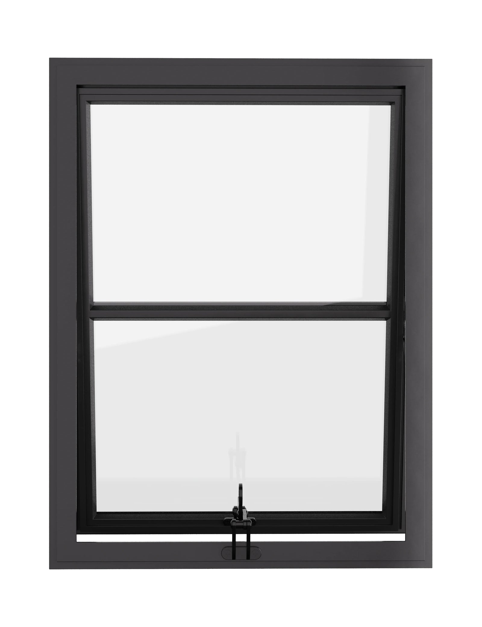 Thermally broken awning steel window, portrait, 0V 1H grid, ring pull, cold-rolled steel, black finish, Low-E glass