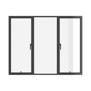 Thermally broken dual single casement steel window, square, cold-rolled steel, black finish, Low-E glass