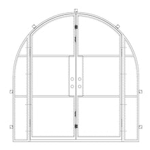 Load image into Gallery viewer, Diagram of PINKYS Air 4 w/ Sidelights Double Full Arch steel door.