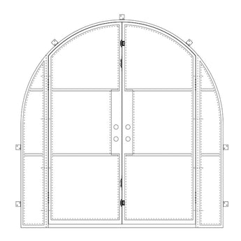 Diagram of PINKYS Air 4 w/ Sidelights Double Full Arch steel door.