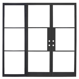 PINKYS Air 4 double flat top black steel door w/ Left Sidelight