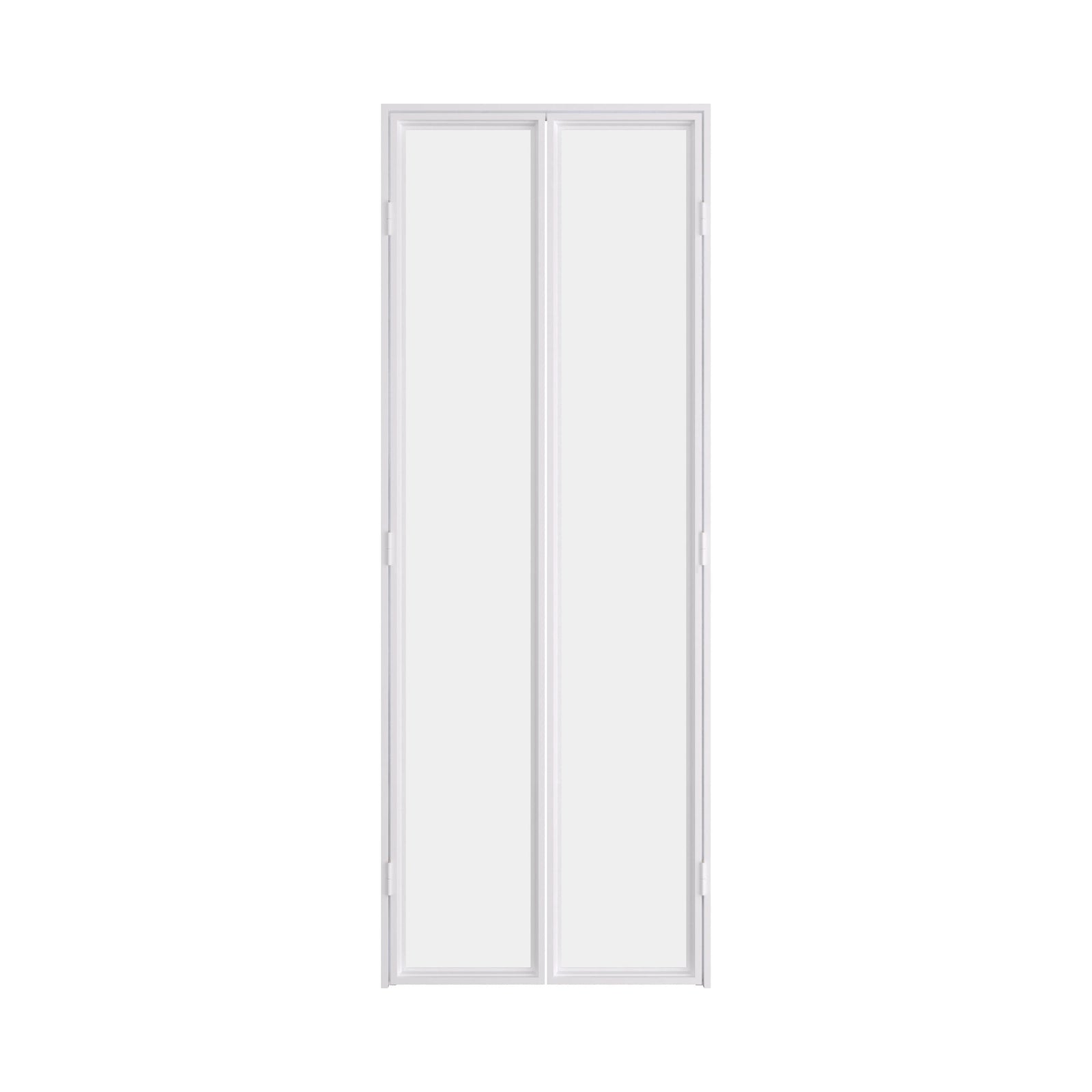 Modern pantry door with steel frame and transparent glass panel