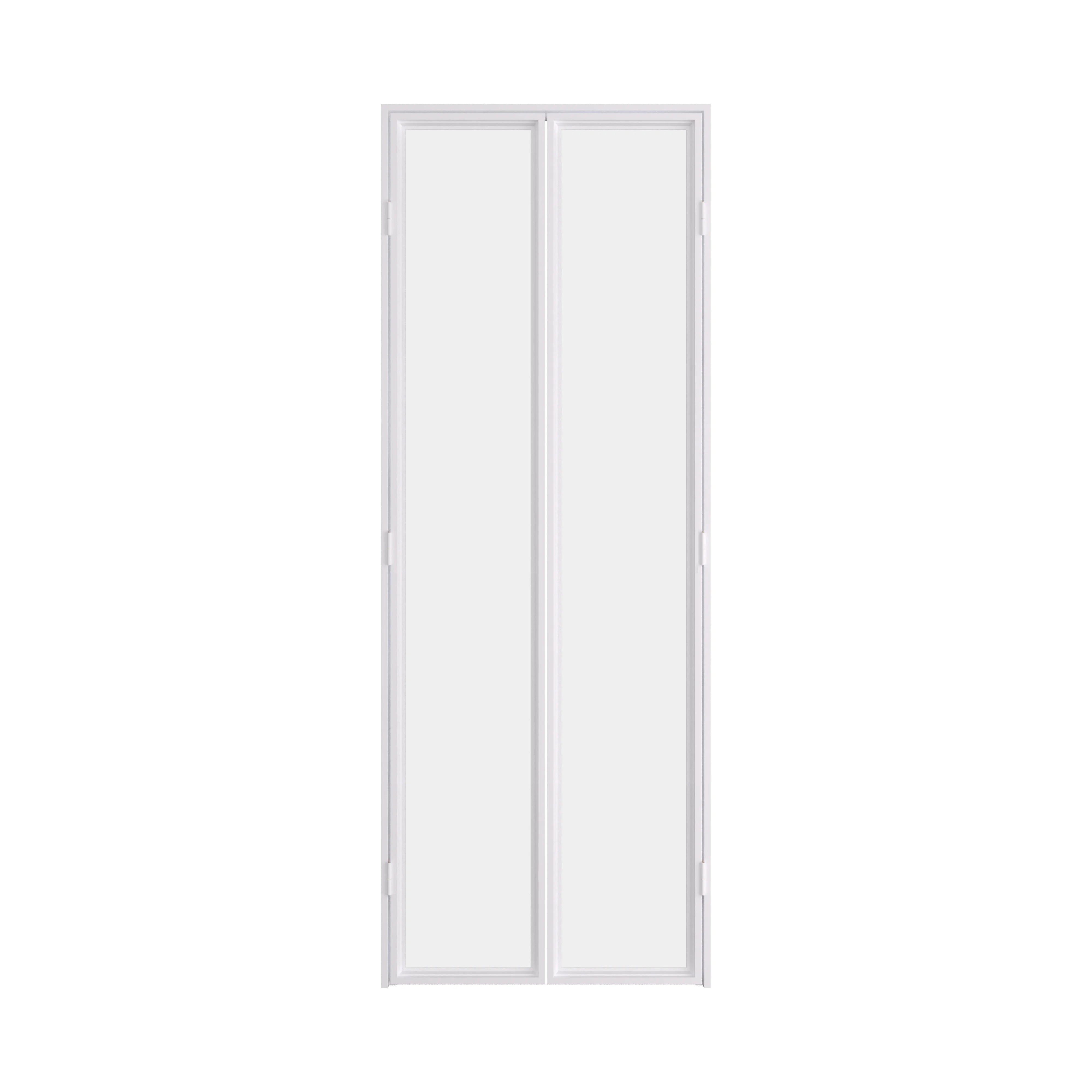 Modern pantry door with steel frame and transparent glass panel