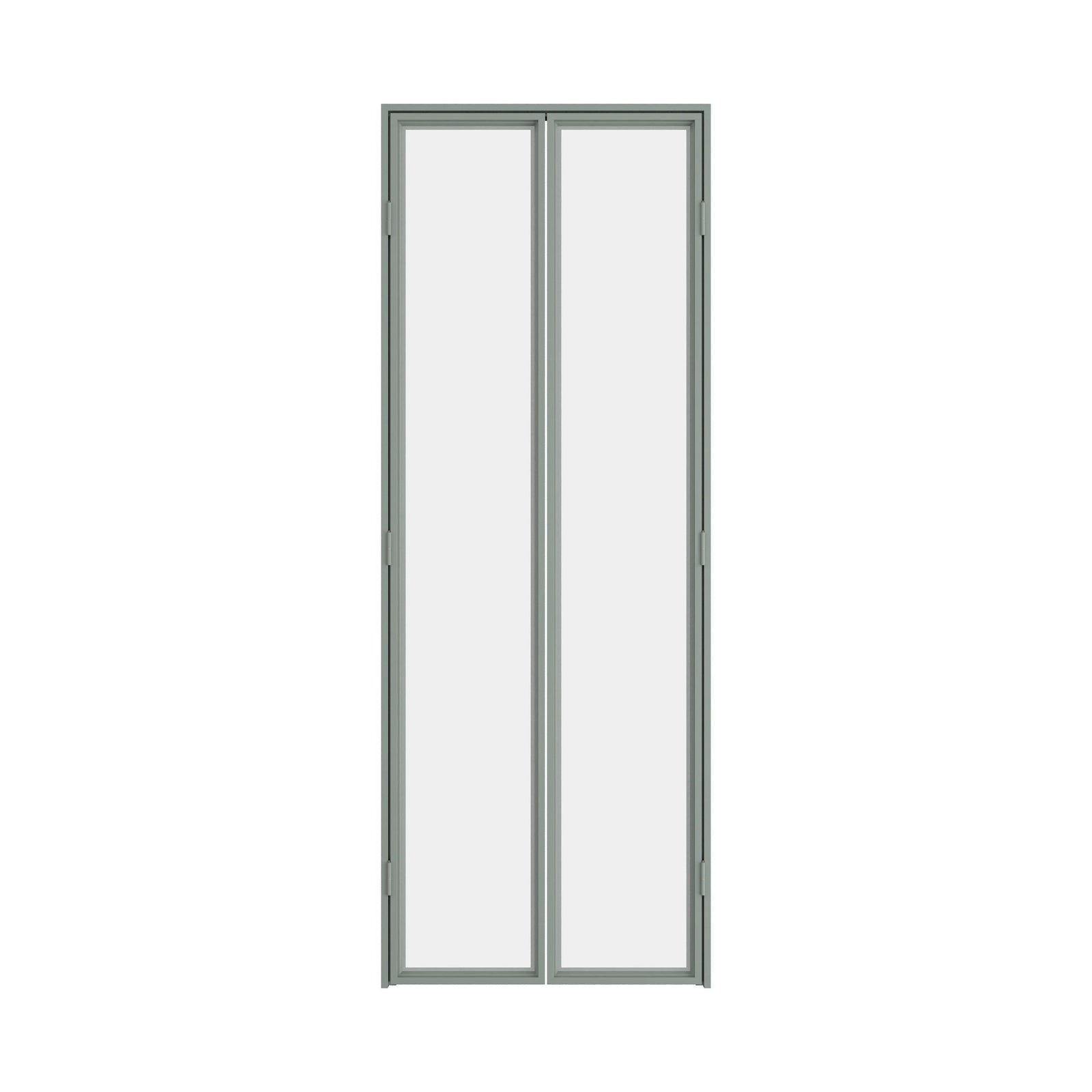 Interior glass pantry door framed in slim architectural steel