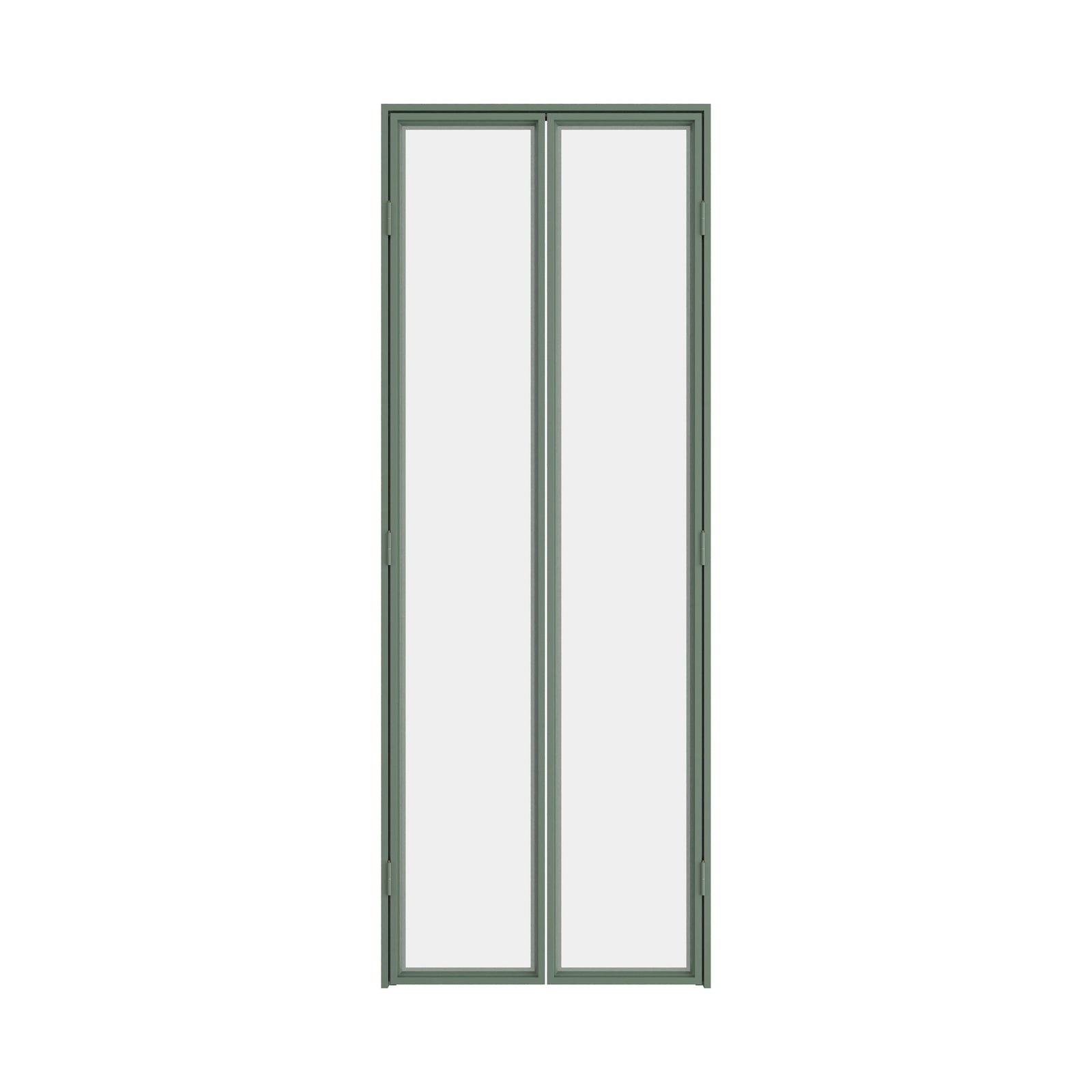 Contemporary steel pantry door with glass panels and narrow sightlines