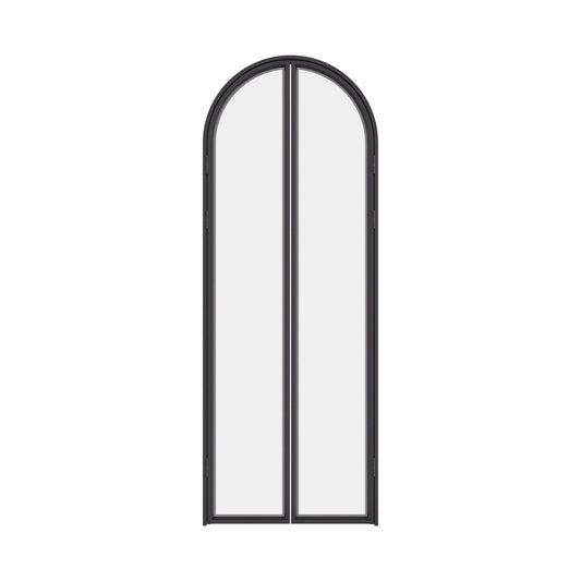 Contemporary glass pantry door with slim architectural steel frame