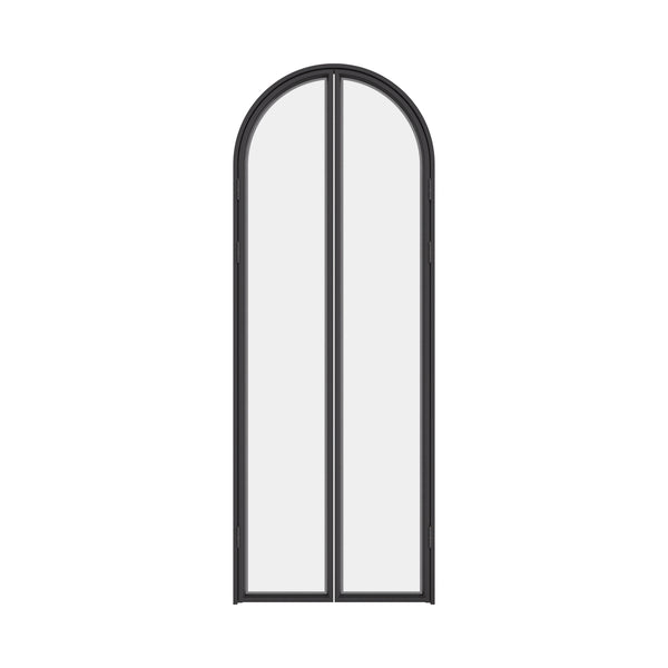 Contemporary glass pantry door with slim architectural steel frame