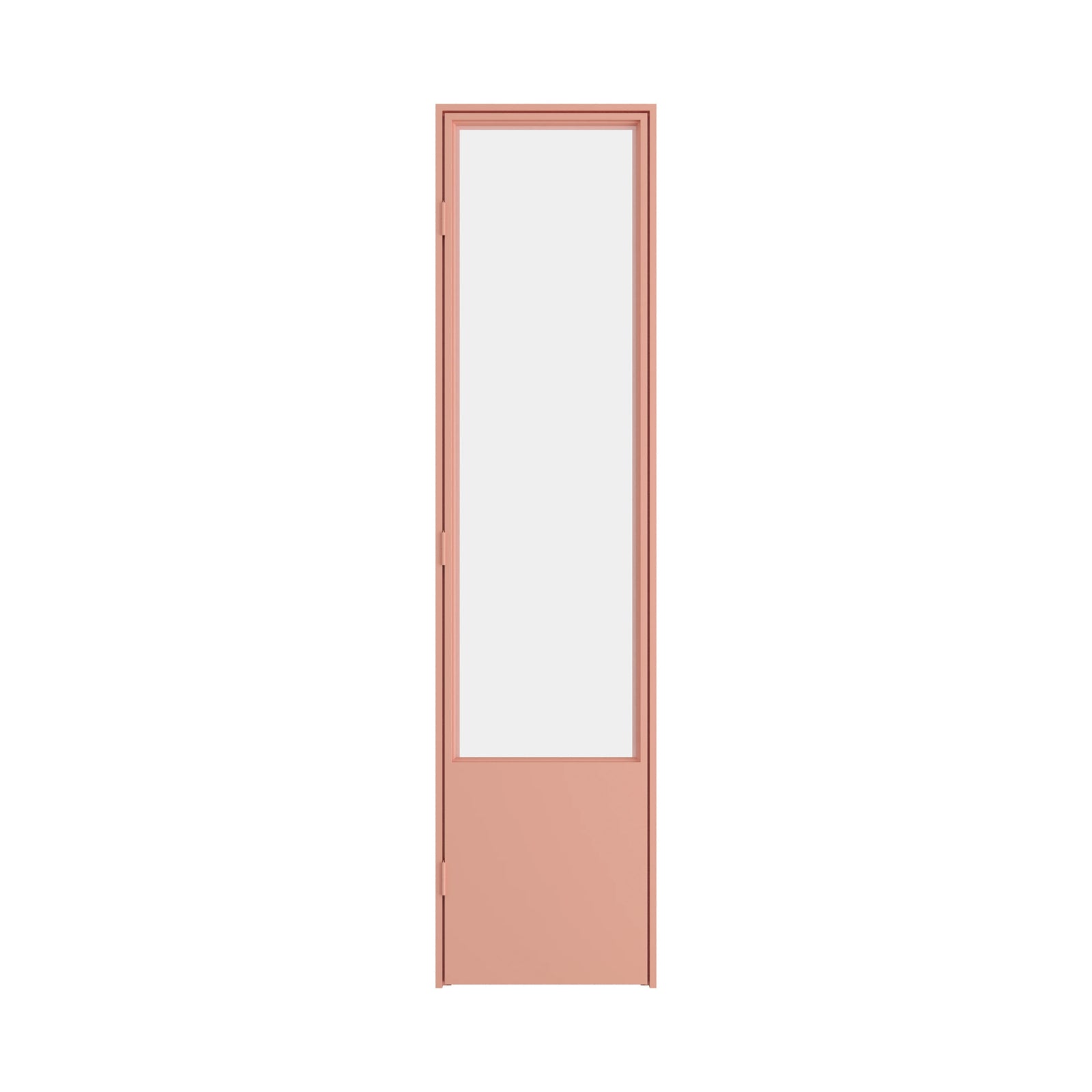 Minimalist steel pantry door with large glass panel and slim frame