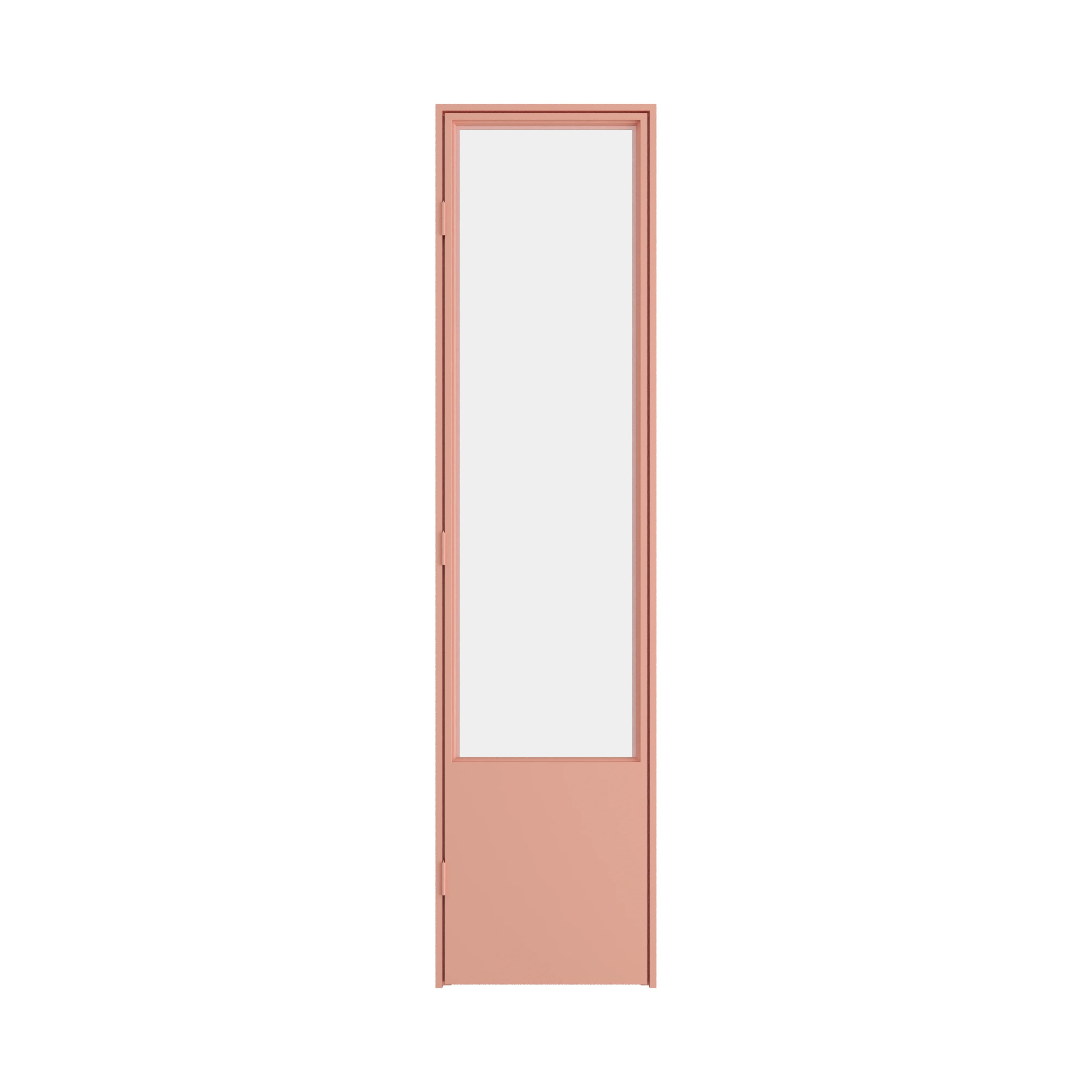 Minimalist steel pantry door with large glass panel and slim frame