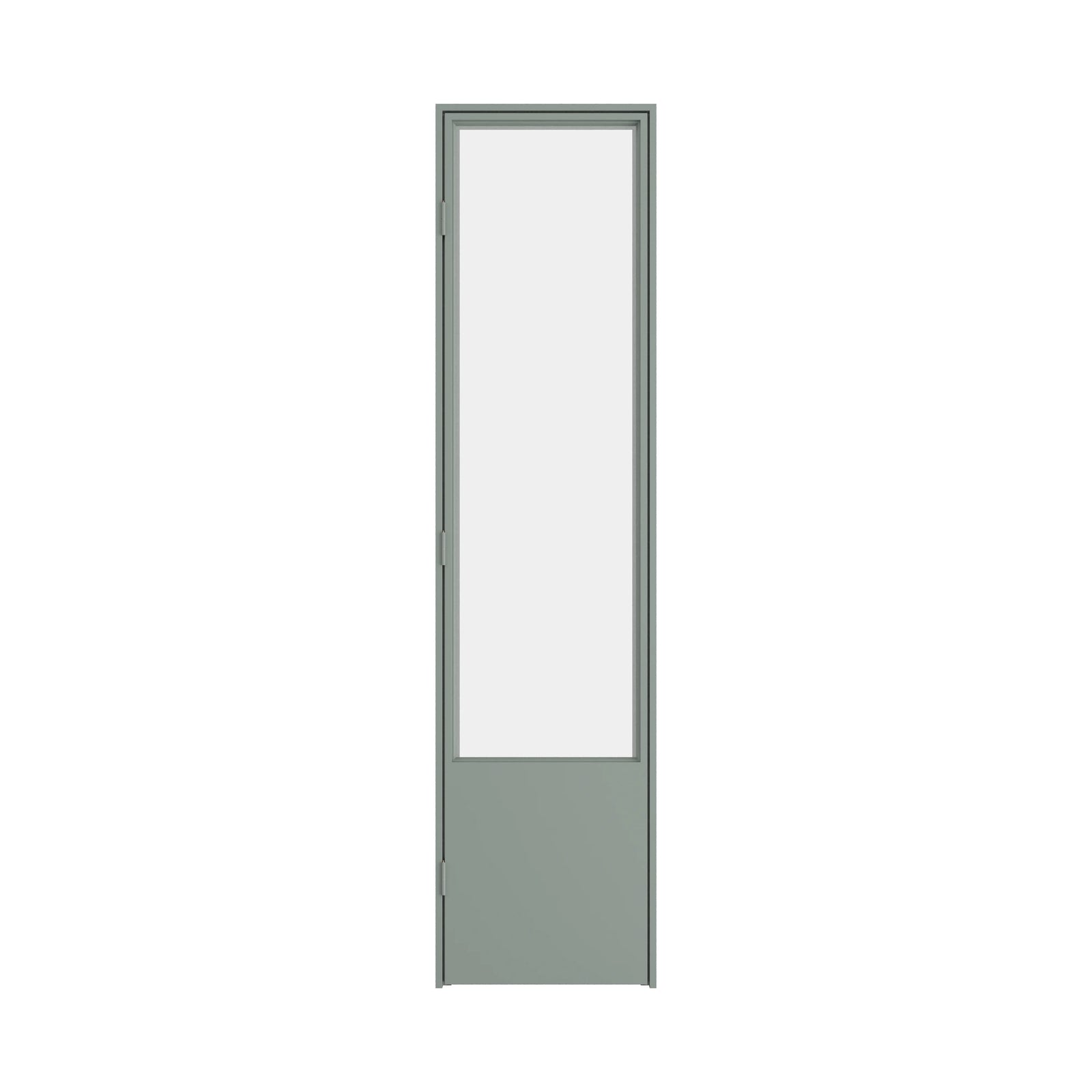 Contemporary steel pantry door with glass panes and modern interior design