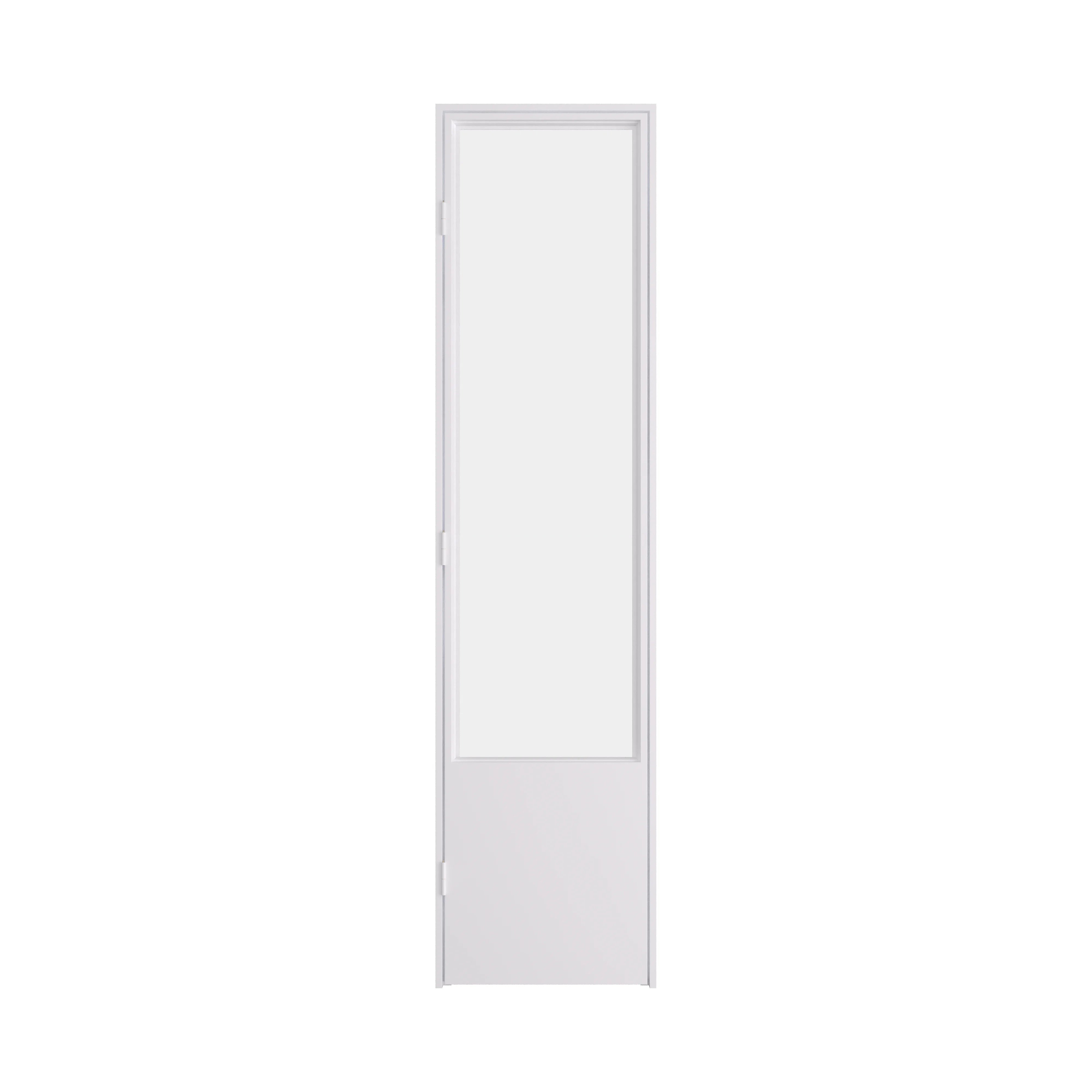 Architectural steel pantry door with vertical glass panels and clean design