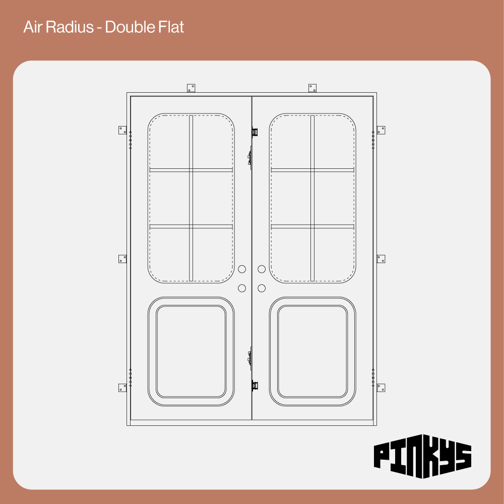 Air Radius double flat steel front doors with modern radius corner design