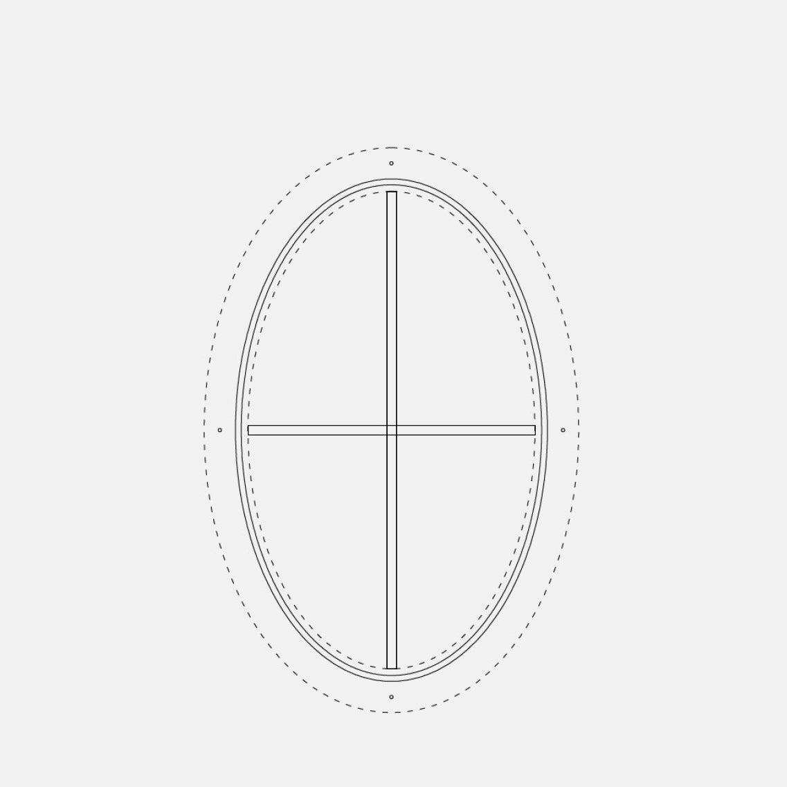 thermally broken oval steel window with 1V 1H grid and insulated glazing
