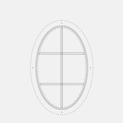 thermally broken oval steel window with 1V 2H grid and dual pane low-e glass
