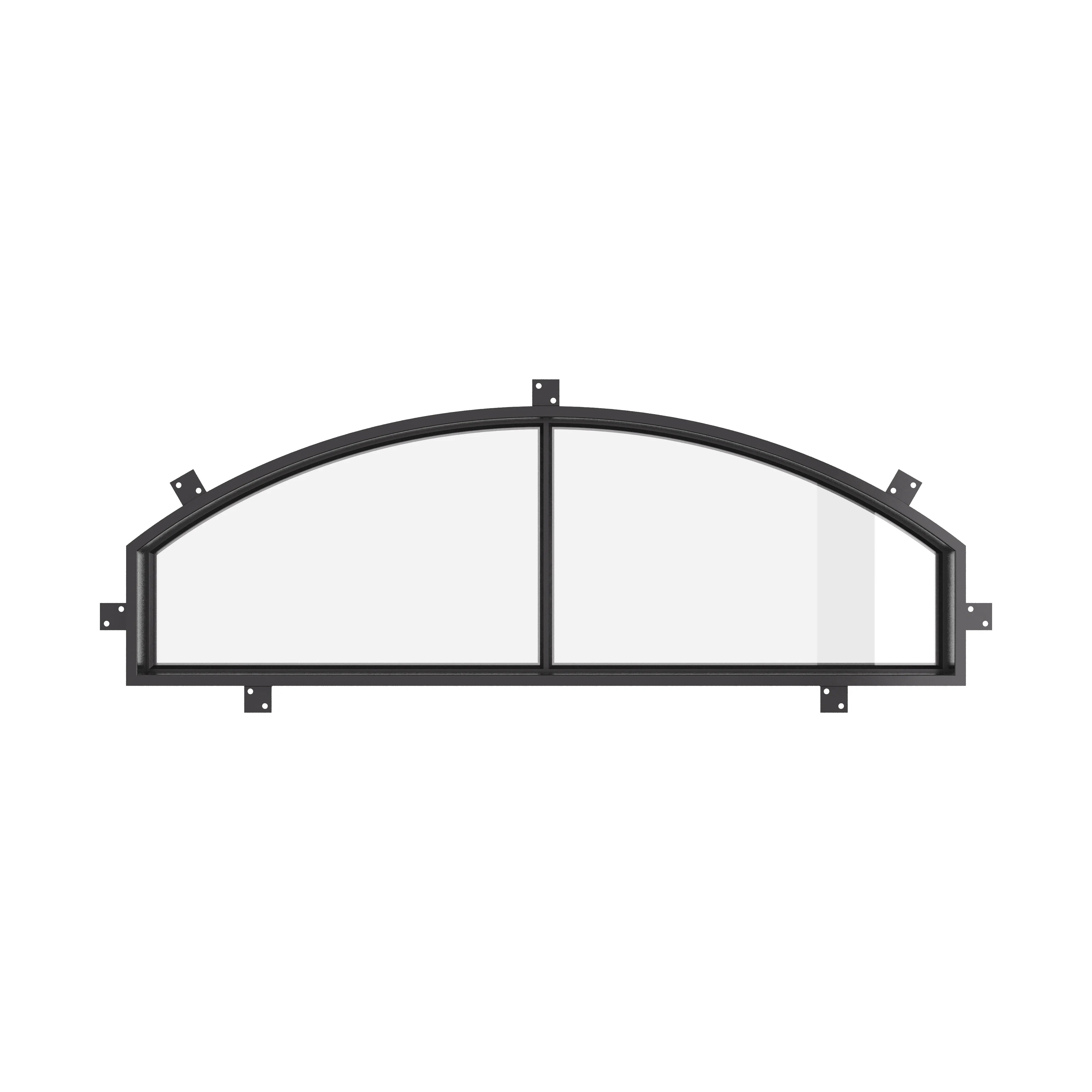 Air 4 custom arch top window in steel frame with curved architectural design