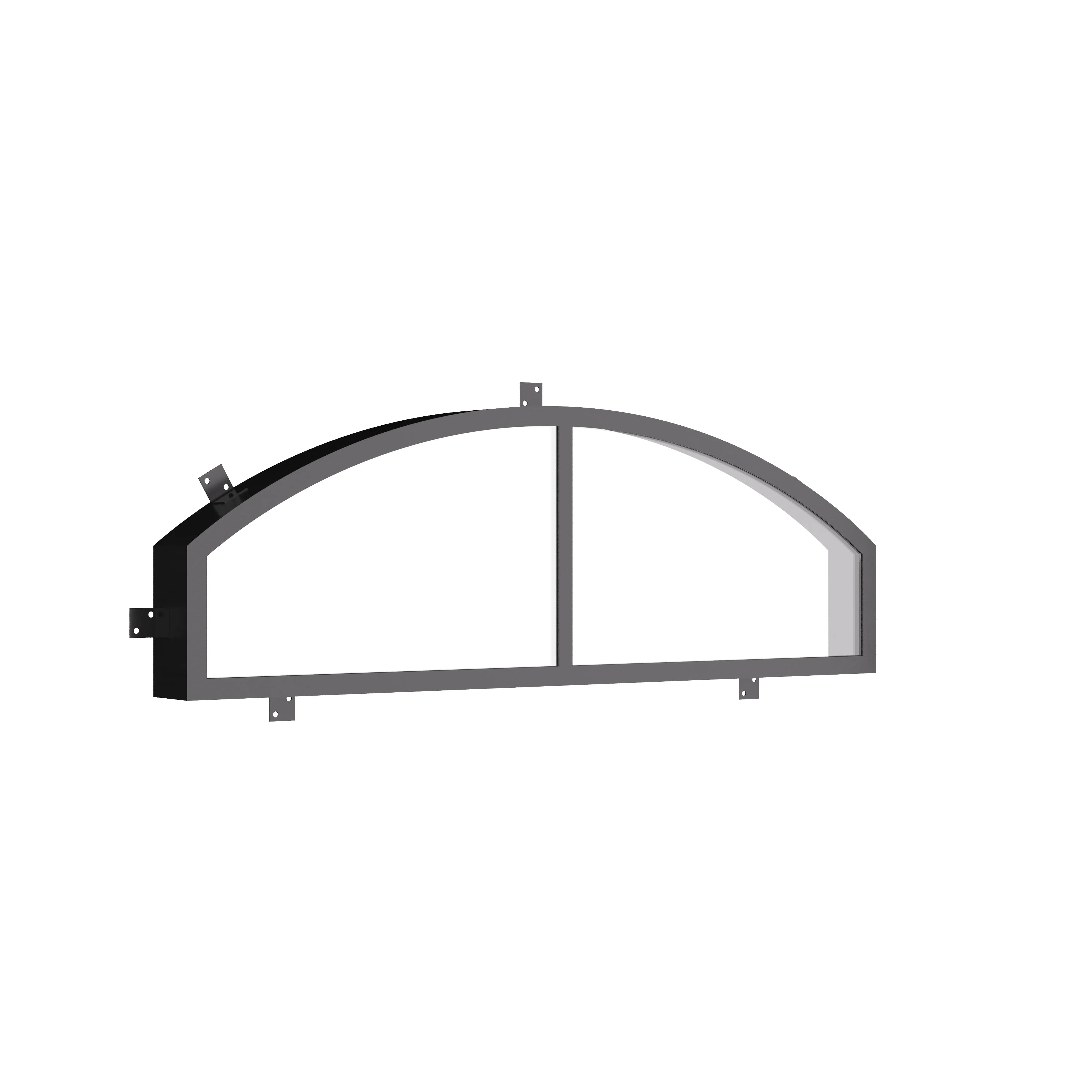 Air 4 black steel arch top glass and dual pane tempered glazing