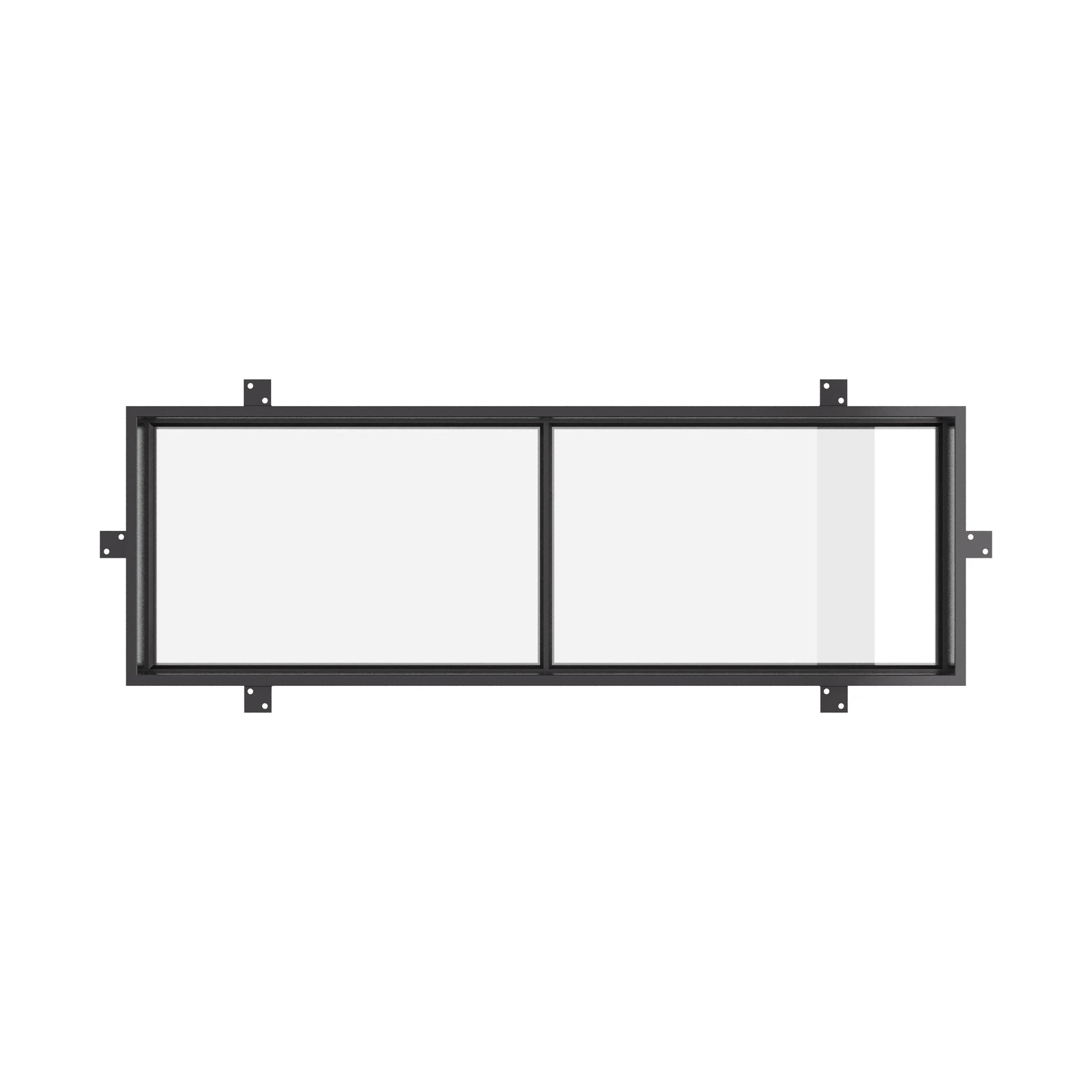 thermally broken exterior steel door with flat top transom window