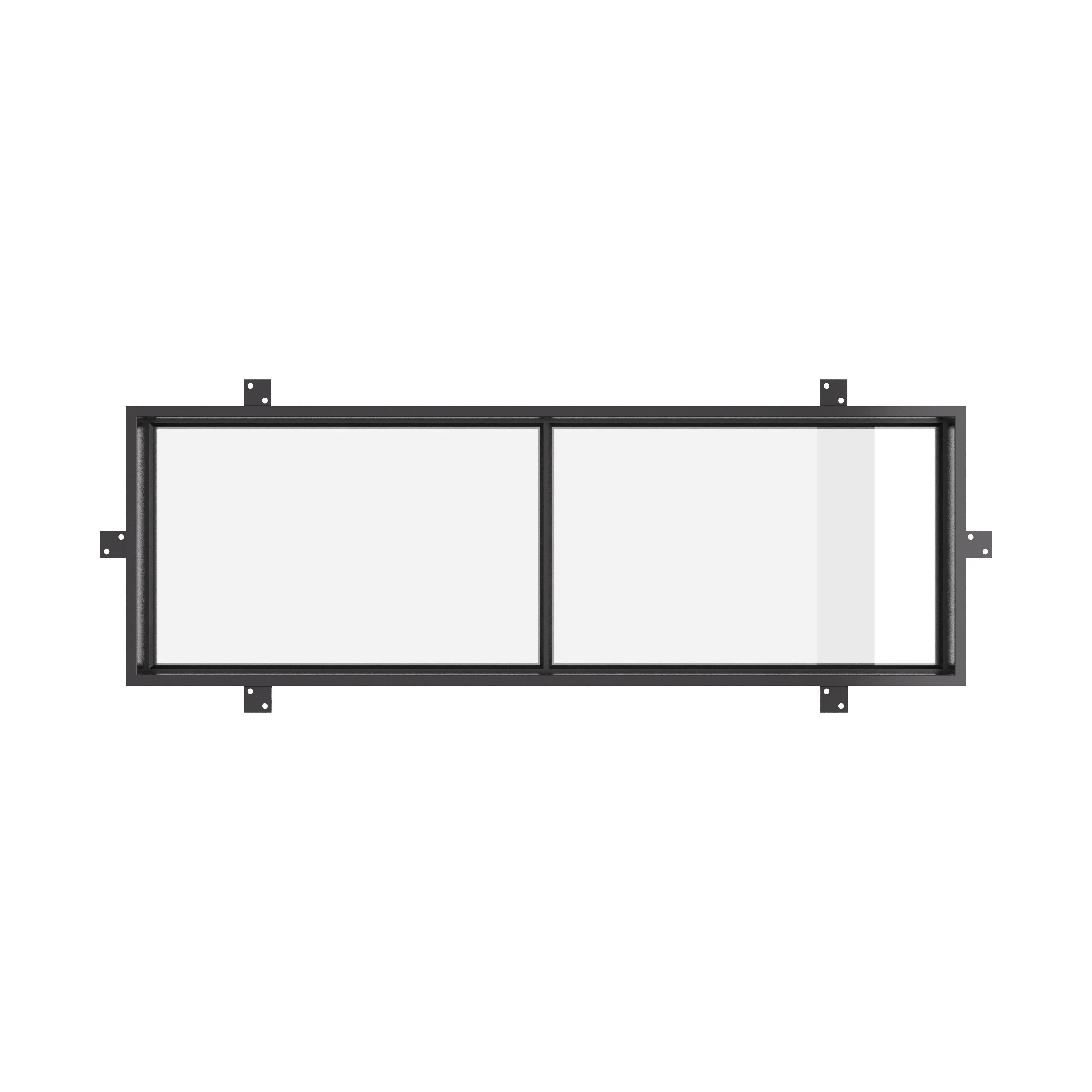 thermally broken exterior steel door with flat top transom window
