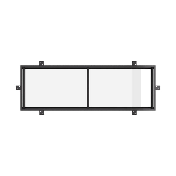 thermally broken exterior steel door with flat top transom window