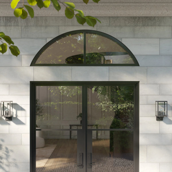 Thermally broken steel arched top glass