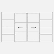 Load image into Gallery viewer, Double Flat Top Track Sliding steel door (Barn door) with sidelight frames , and with 3 glass panes on each door - PINKYS